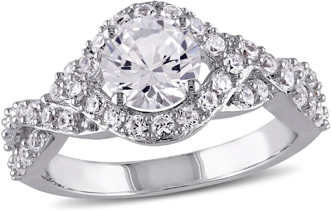 2.20 Carat (ctw) Lab-Created White Sapphire Crossover Ring in Sterling Silver