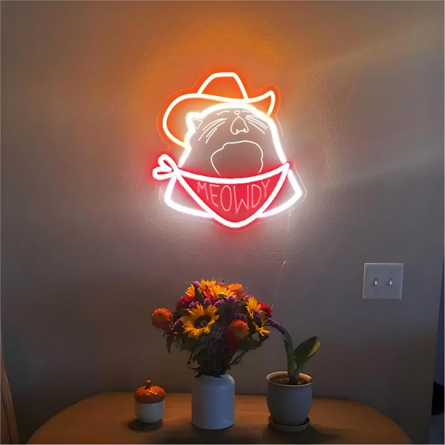Cowboy Cat Neon Sign, Meowdy Cat Neon Sign, Kid Room Decor LED Light, Funny cat light sign, Cute Cat Neon Sign Lights, Cat Lover Birthday Gift