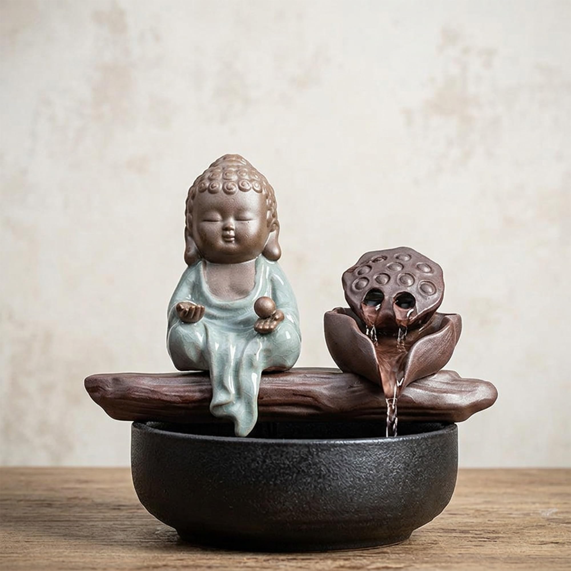 Jeu d eau a ecoulement continu en ceramique de bureau