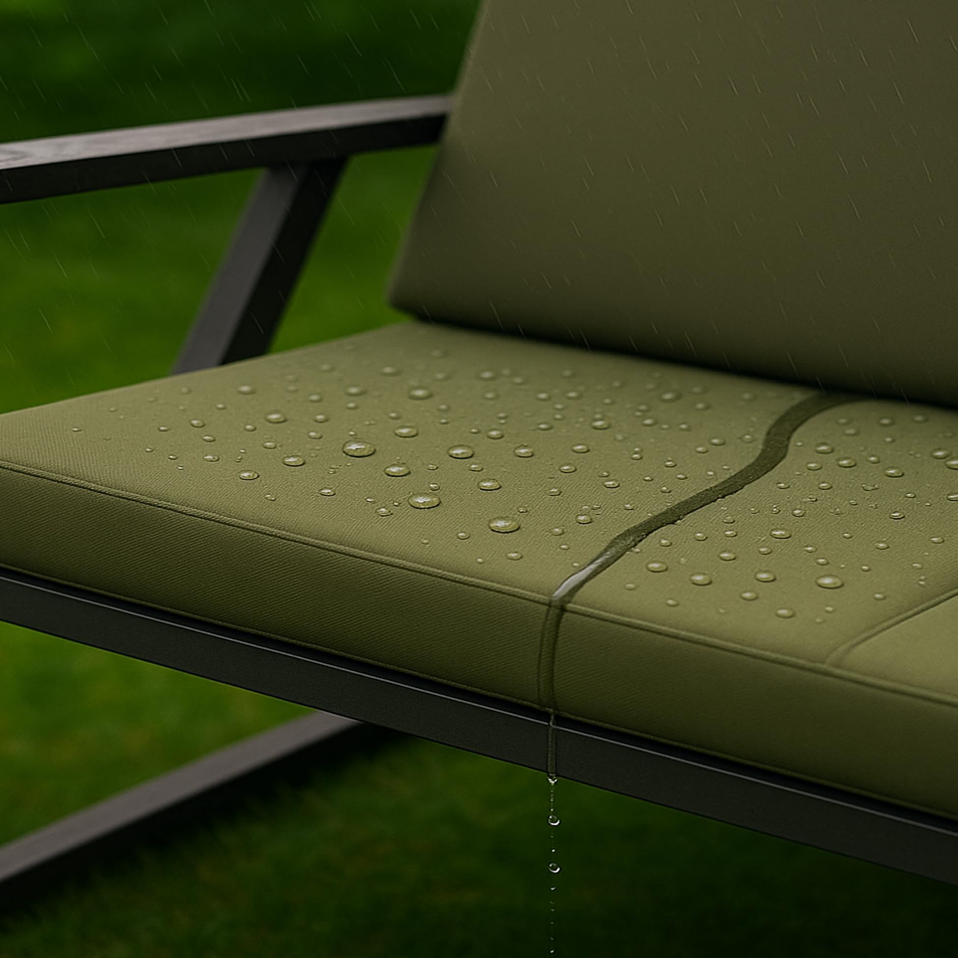 Cojín para columpio de jardín, 7 cm de grosor, acolchado para asiento y respaldo, funda extraíble, reversible, juego de cojines de jardín (verde oliva, 160 x 50 x 50 cm)