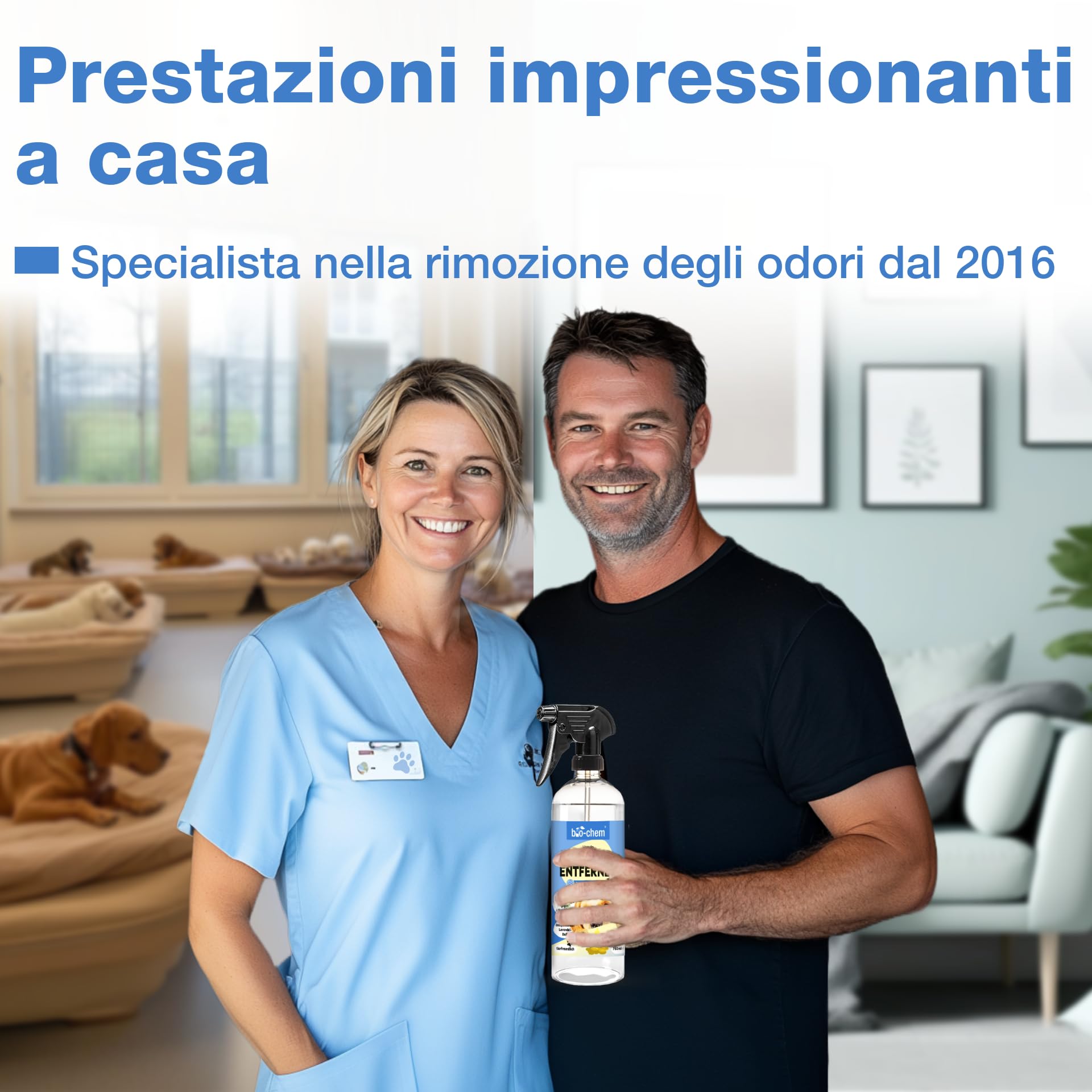 Bio-Chem - Rimuovi odori per cani 3 x 750 ml - Rimuovi odori di urina di cani - Detergente della lettiera del cane - Prodotti per la pulizia della casa
