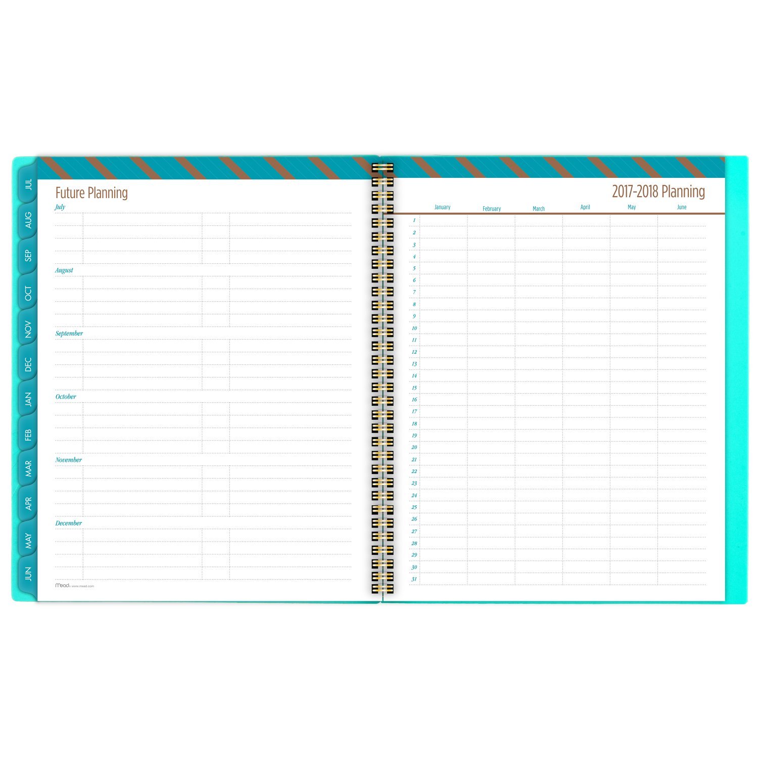 Mead Academic Weekly/Monthly Planner, July 2017 - June 2018, 8-1/2" x 11", Gold & Bold, Design Will Vary (CAW50825)
