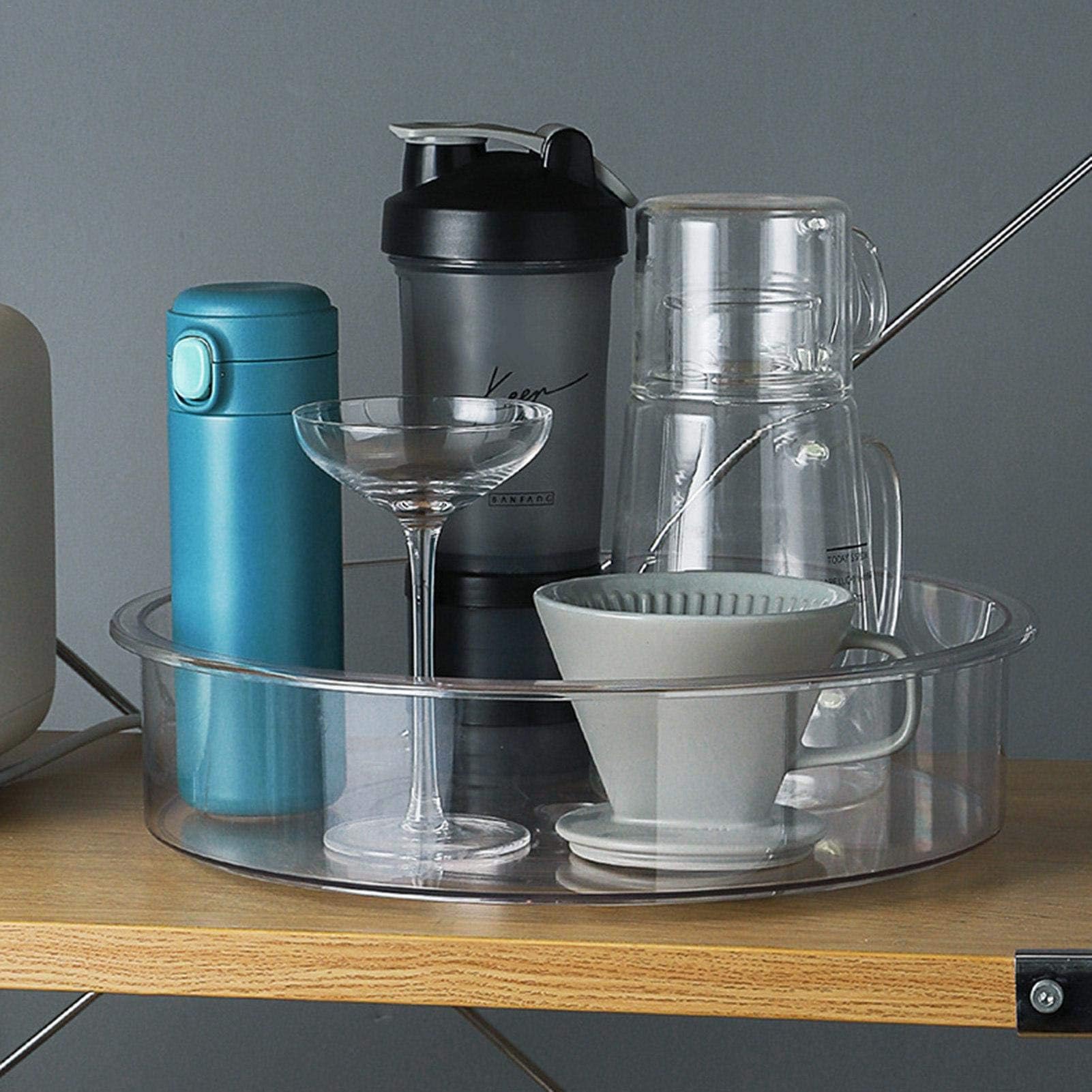 Lazy Susan Plateau tournant nizer pour condiments, épices et ustensiles Conteneur de rangement en plastique avec sections divisées
