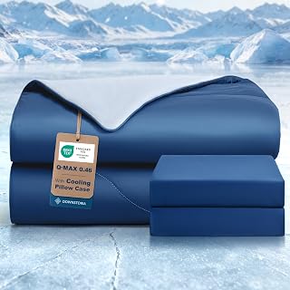 DOWNSTORIA Queen Cooling Comforter with Pillowcase, Dual-Sided Cool Tech for Hot Sleepers