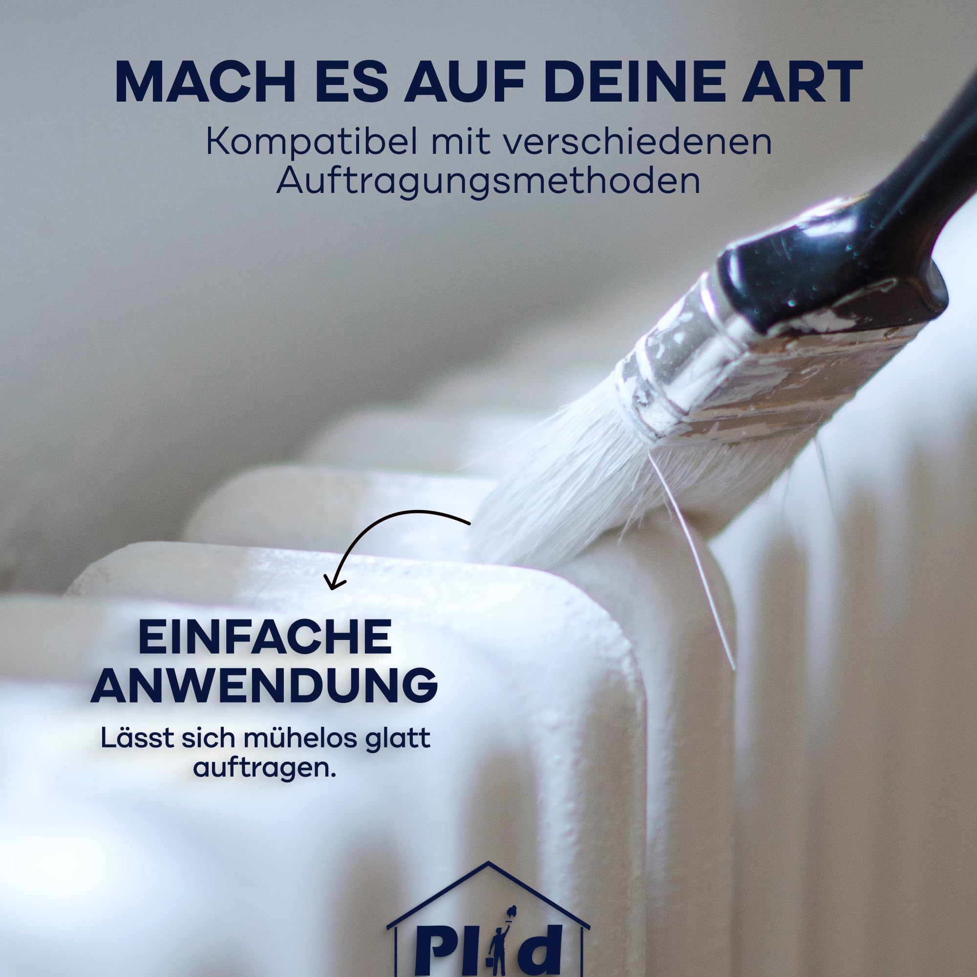 Plid® Heizkörperlack lösemittelhaltig Thermolack Metalllack Heizkörperfarbe Lack Farbe für heizkörperverkleidung schnelltrocknend 2in1 hitzebeständig 80 grad Glänzend Weiß2,25l