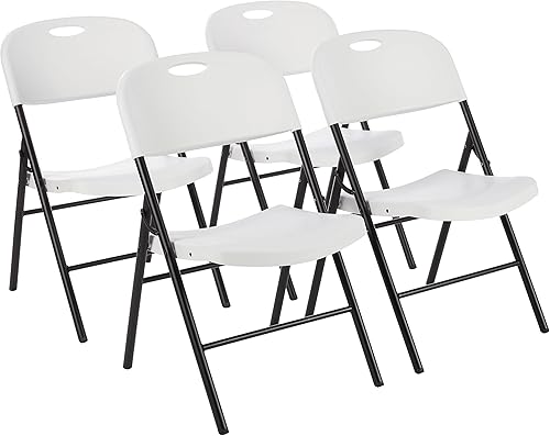 Miniatura 11 de Amazon Basics Silla Plegable Portátil Resistente de Plástico Plegable, Capacidad de 350 Libras, Negro, Paquete de 2 Negro -,Blanco