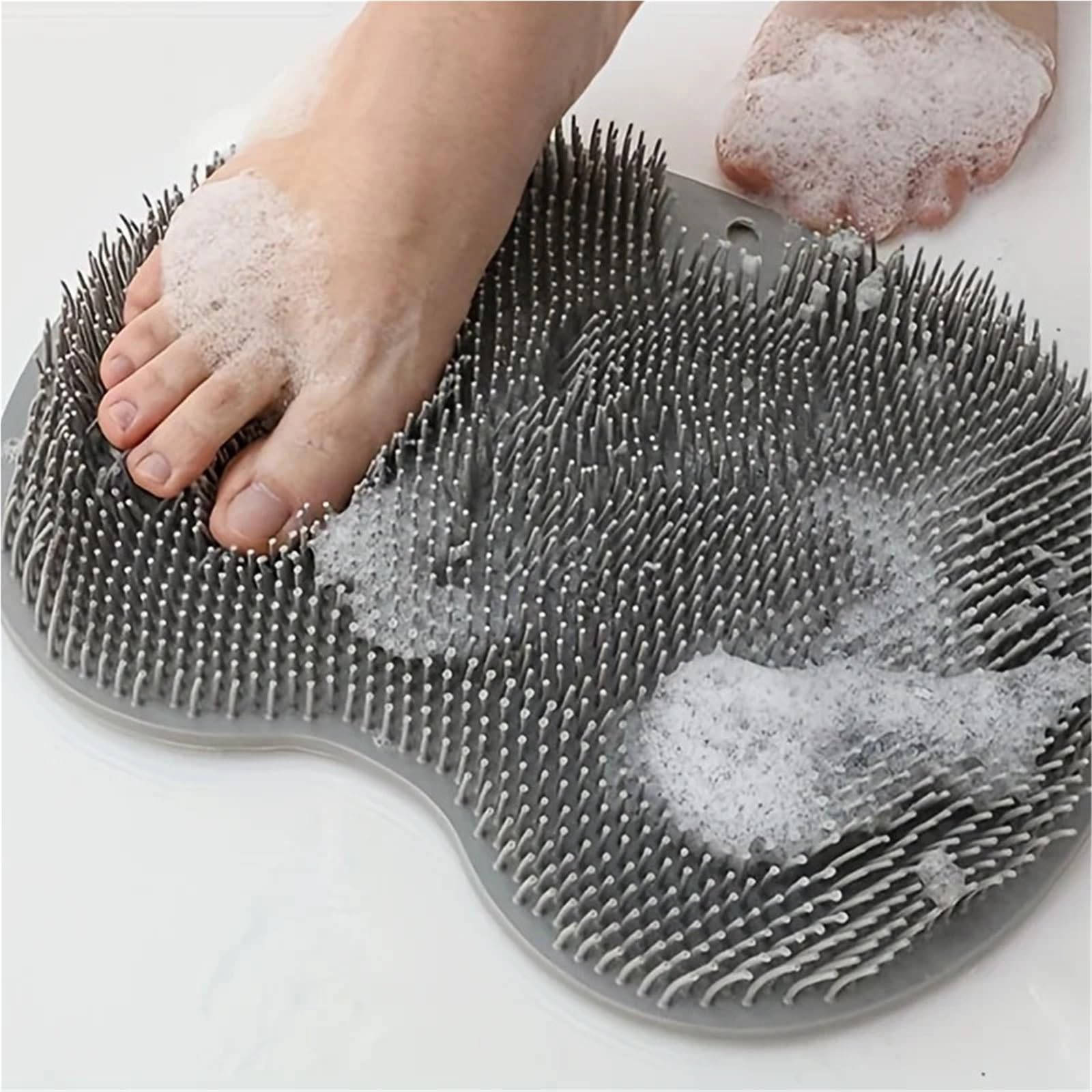 2 uds Cepillo de baño Almohadilla Exfoliante Almohadilla de Masaje de pies de Ducha Cepillo de Ventosa for Limpiar la Parte Trasera del pie Cepillo de Lavado Cuerpo de baño para Baño(Gray)