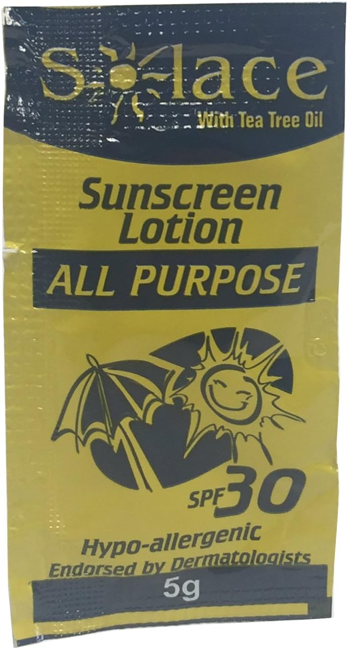 2 SACHETS OF BURNSHIELD SOLACE ALL PURPOSE HYPO-ALLERGENIC UVB & UVA PROTECTION SPF 30 SUNSCREEN LOTION 5G