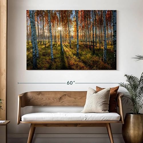 Miniatura 3 de Elephant Stock Lienzo de bosque de abedul sueco  1 panel de imágenes de otoño para decoración de pared, arte de pared de bosque, arte de pared en