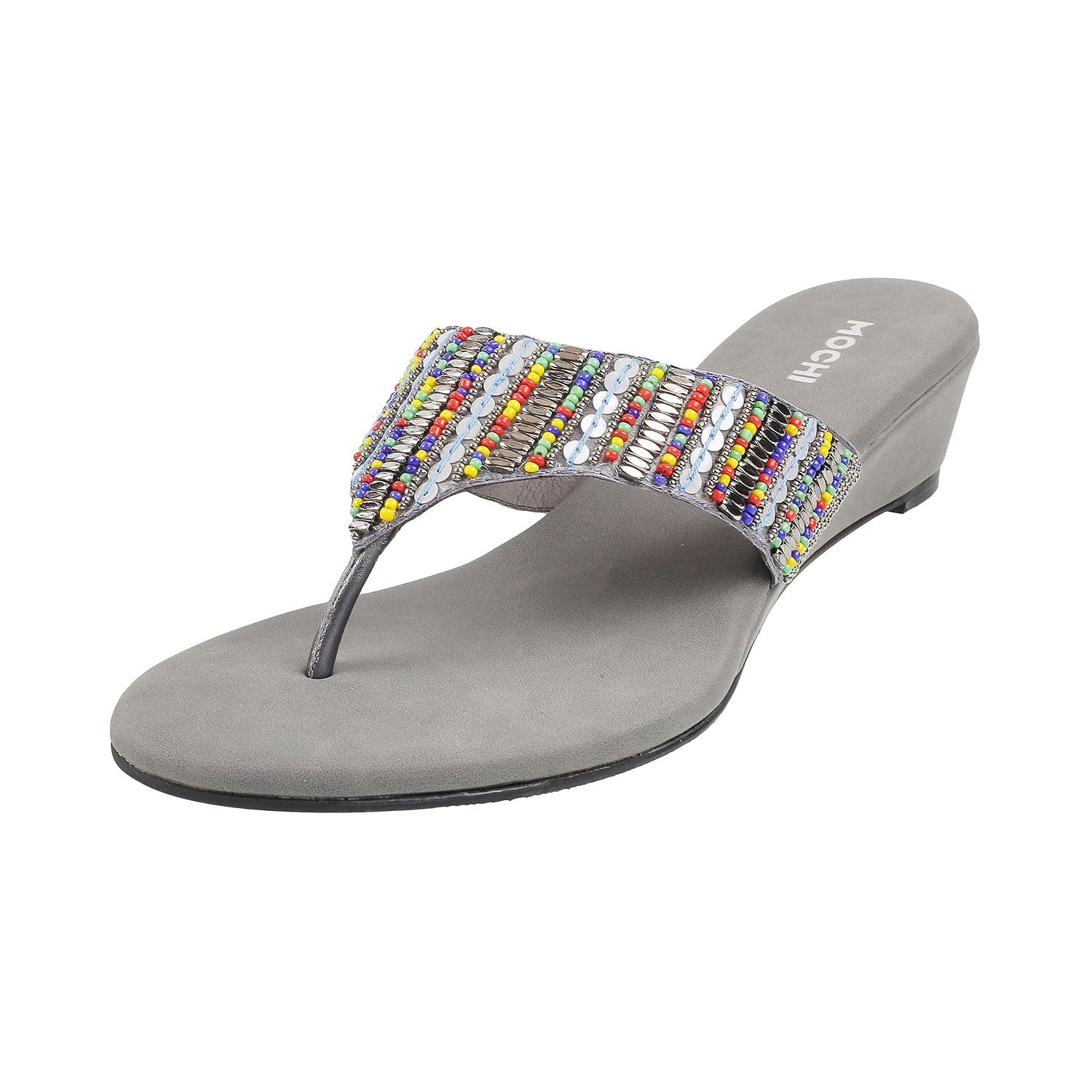 Mochi Women Gun Metal Ethnic Wedge Heel Sandal UK/4 EU/37 (32-1839) (B0CPTCVM4X) Amazon Price History, Amazon Price Tracker