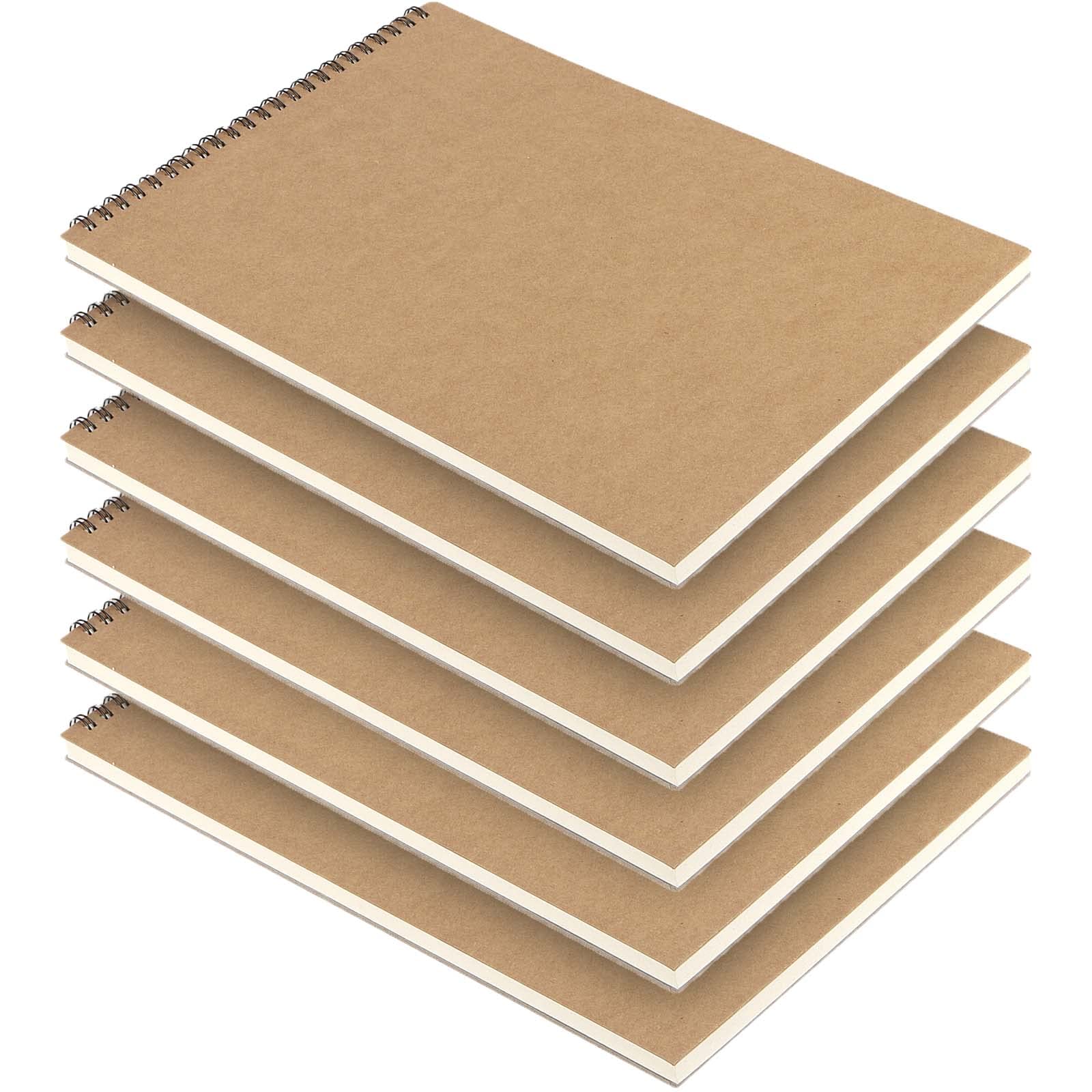 Japchet Charcoal 6 Pack A4 Spiral Bound Sketchbook, 30 Sheets / 60 Pages Of 160Gsm Lanscape Sketchbook, Hardback Sketch Pad For Drawing, Painting, Sketching
