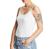 Women's Cami with Built-in Shelf Bra, Stretch Cotton Camisole, Adjustable Straps