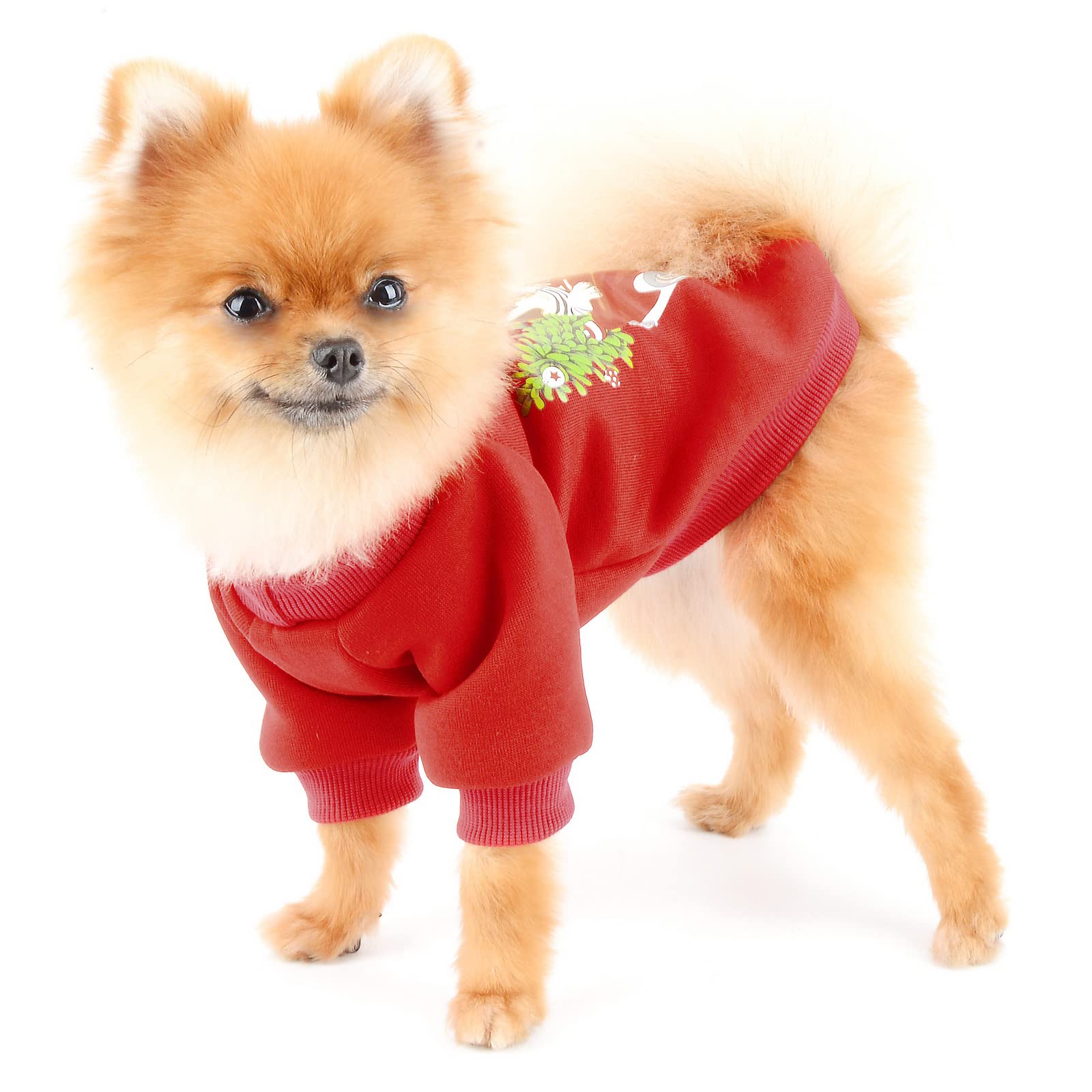Zunea Fleece-Pullover Für Kleine Hunde – Mit Kapuze, Zopfmuster, Weinrot, Größe L (Brust 42 Cm)