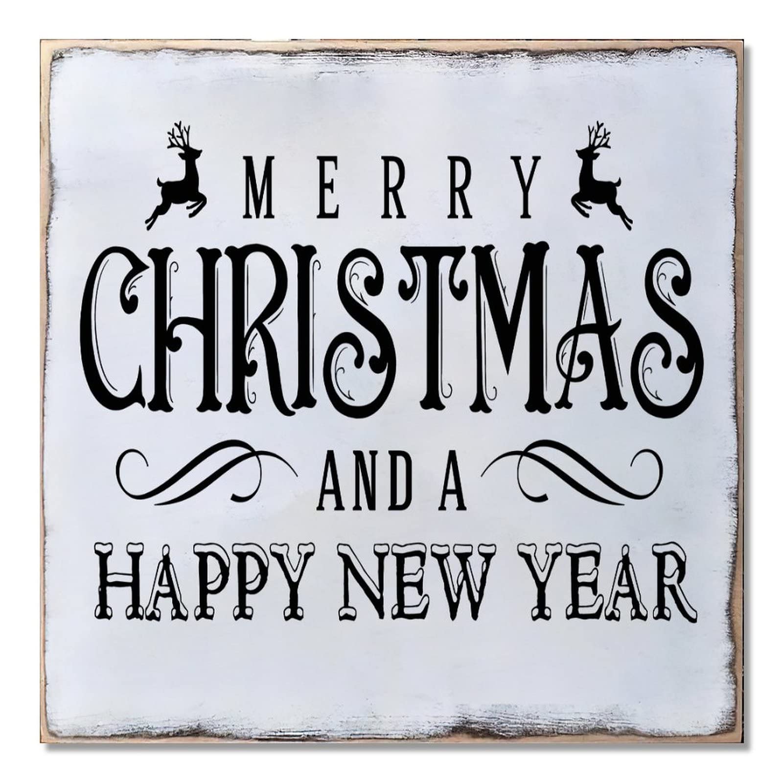 Panneau mural bois Merry Christmas finition artisanale pour déco Noël haut de gamme