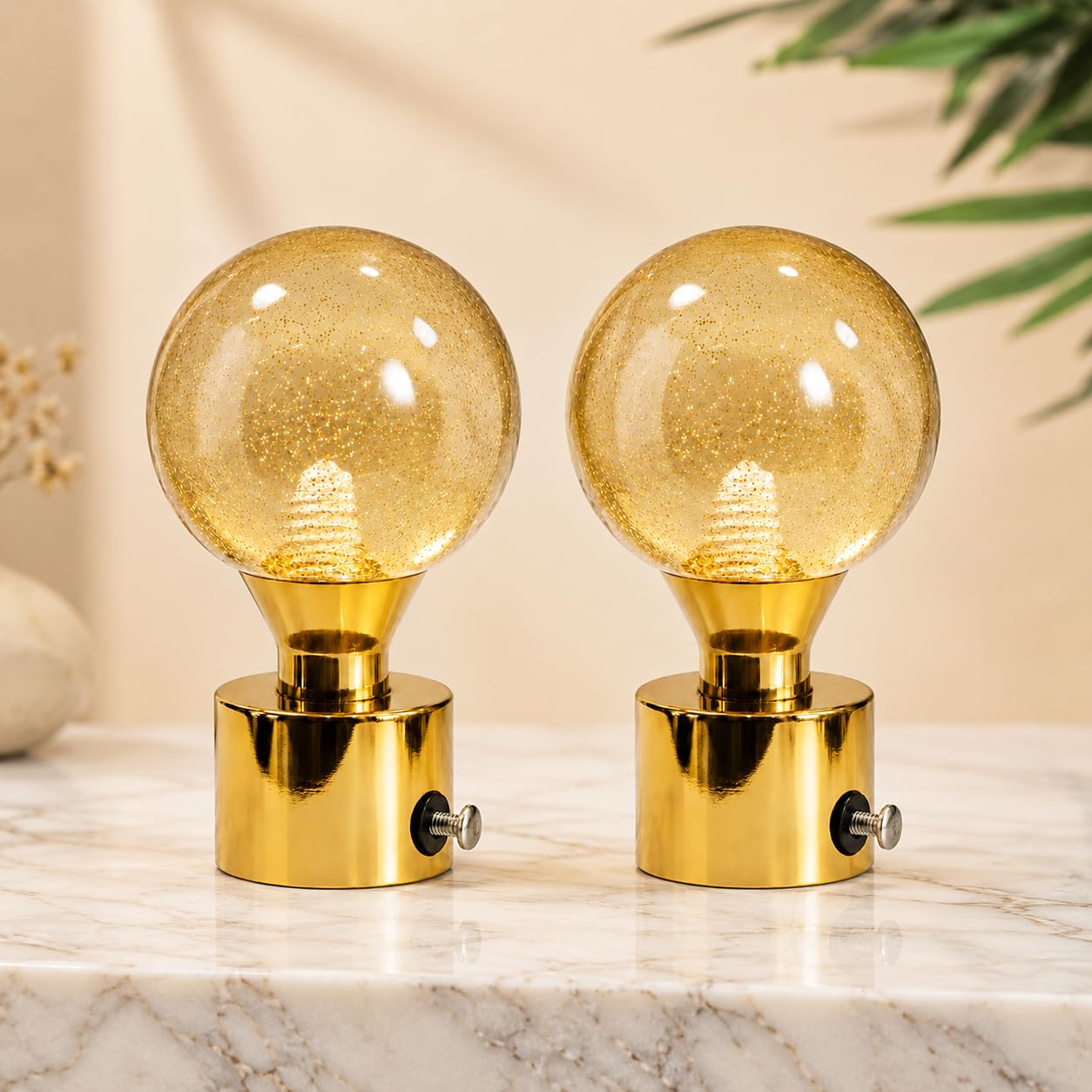 Urban Elite Heavy Premium Korean Globe Decorative Curtain Rod End Cap Finials for Door and Window 1 Inch Curtain Rod Accessories- 2pcs (Korean Globe Gold)-image-44