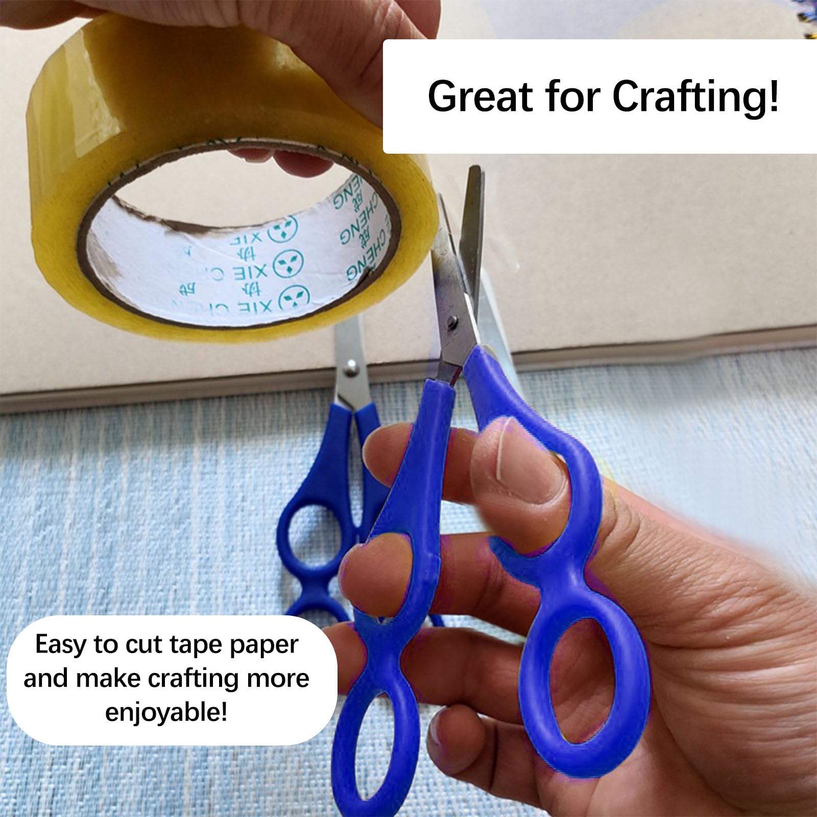 Therapeutenschaar, moeder-kind-schaar met dubbele handgreep gratis minis-verrassing (linkshandig, blauw