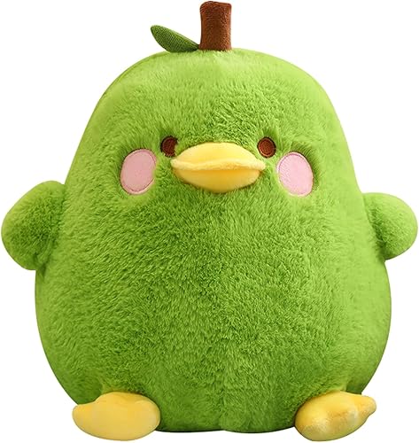 PEACH CAT Linda almohada de felpa de pato de pera de fruta juguete de peluche para niños verde 8 pulgadas