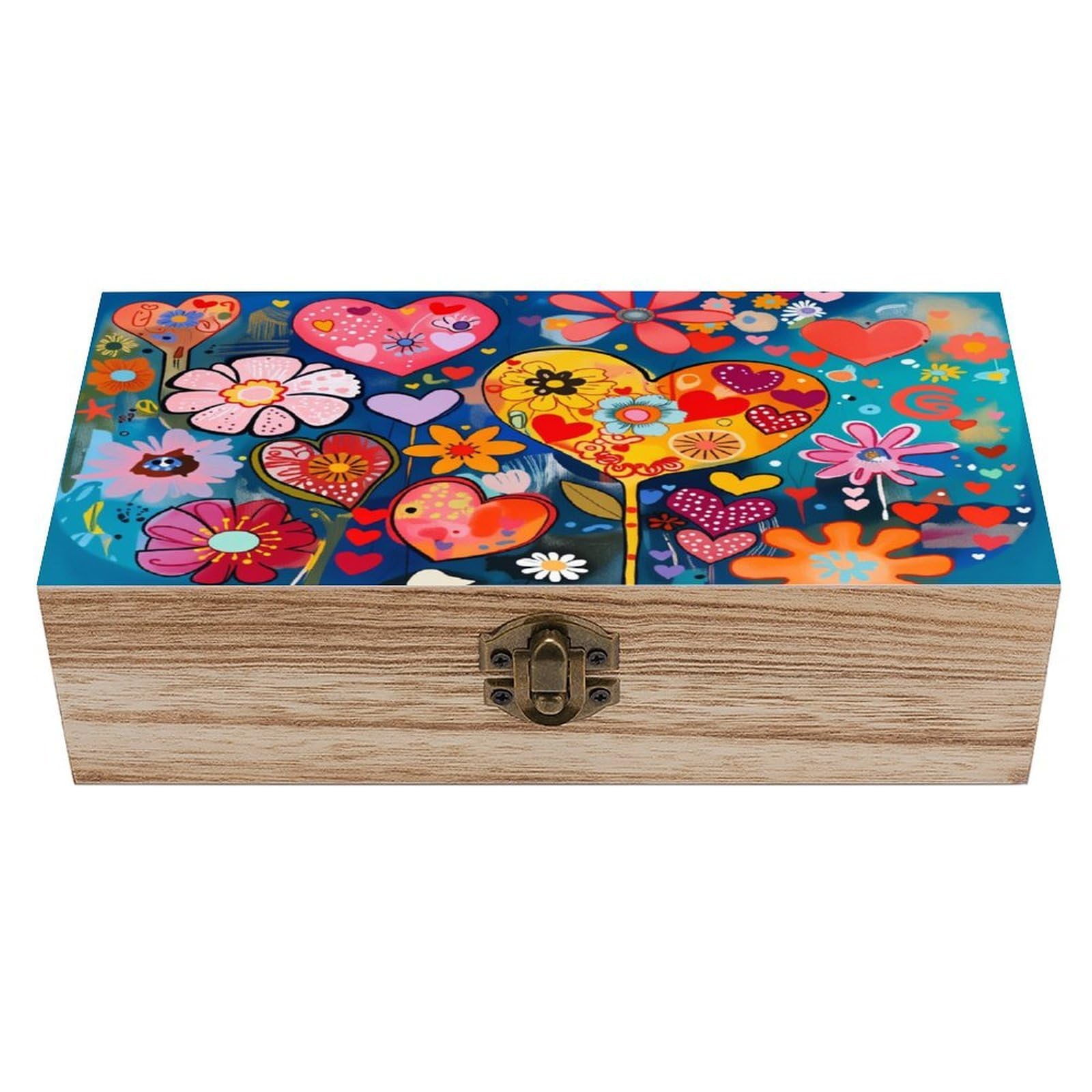 asbwuo Beautiful Colors Vintage Wooden Keepsake Box