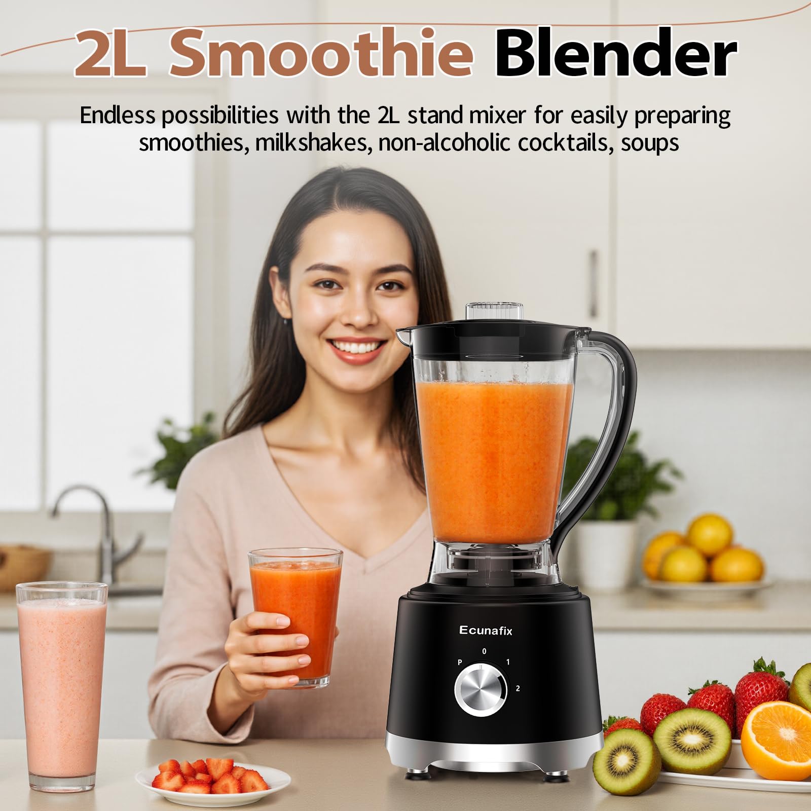 Robot da Cucina & Tritatore 1500W 2,5L Mixer Cucina con 2L Frullatore, 200ML Macinacaffè per Spremiagrumi, Cremazione di Ghiaccio, Macinazione, Tritare, Sminuzzare, Affettare& Preparazione di Paste