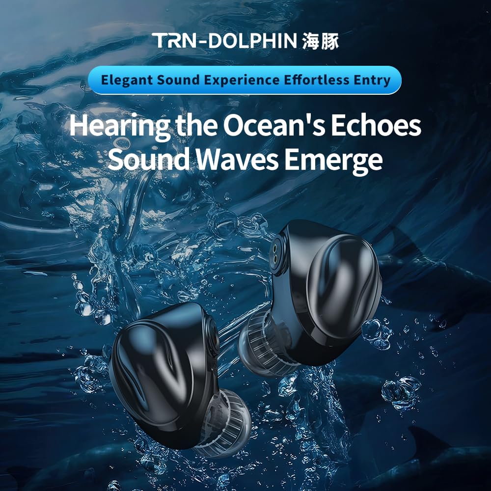 TRN Dolphin - Auricolari intrauricolari per monitor, doppio driver dinamico magnetico da 10 mm, diaframma LCP, cavo staccabile a 2 pin da 0,78 mm, auricolari cablati HiFi per musica, studio, giochi