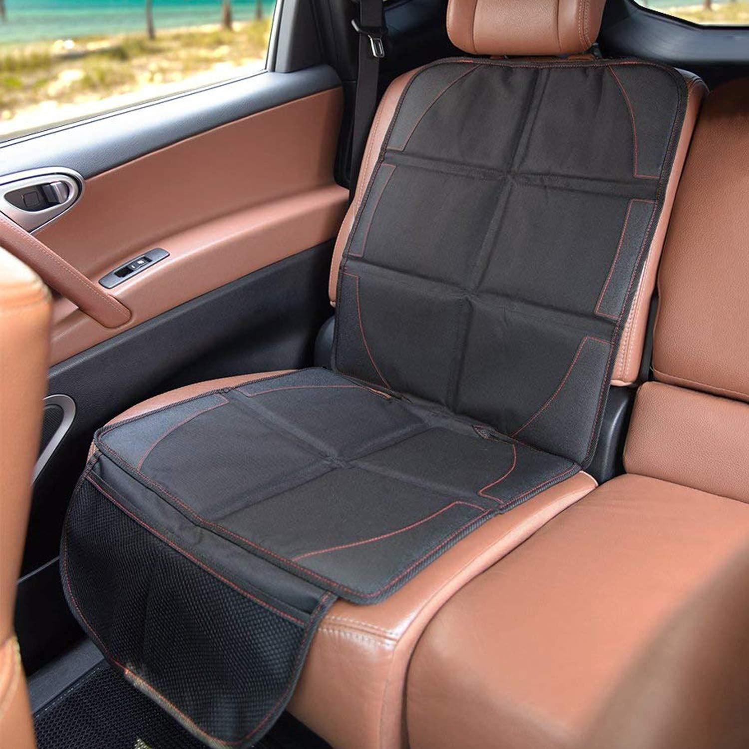 Protector, 2 Pack Large Auto Car Seat Protectors for Child Car Seat, Thick Carseat Seat Protector with Organizer Pockets