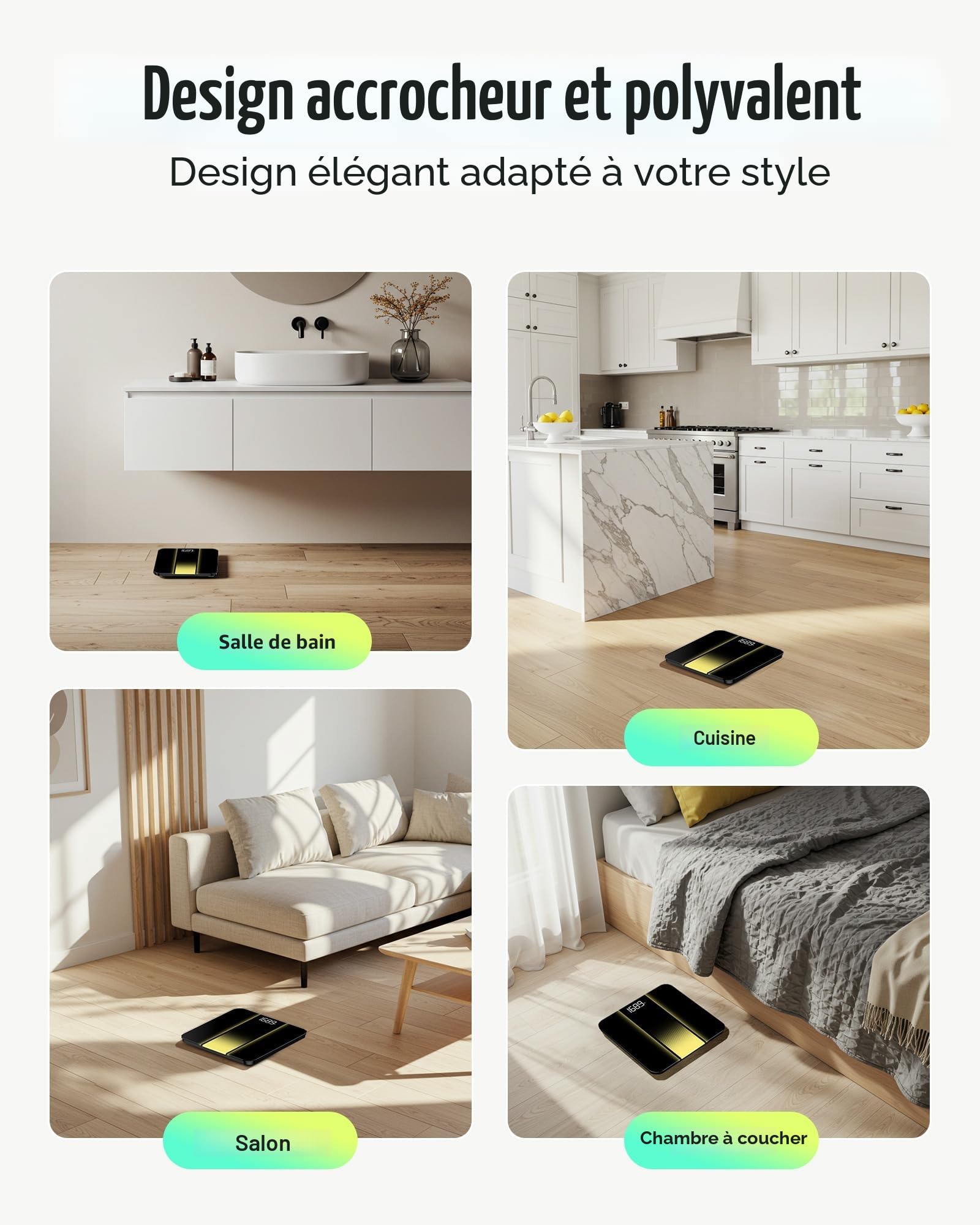 RunSTAR Balance Pese Personne, Haute précision avec grand écran rétroéclairé à LED clair, Pese personnes avec verre trempé de 6 mm, 180kg/400lb