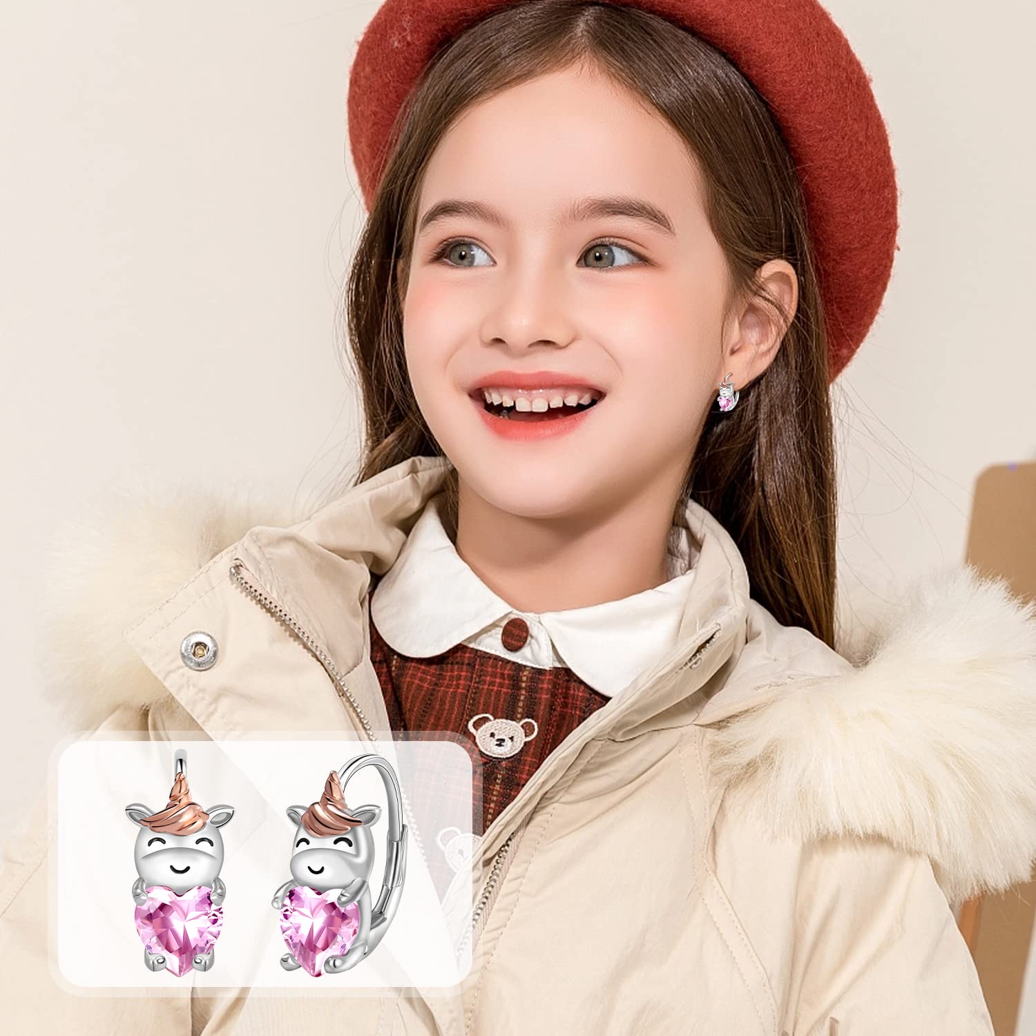 Tier Ohrringe 925 Sterling Silber Einhorn/Dinosaurier/Waschbär/Hase/Biene/Giraffe/Meerjungfrau Ohrringe Hypoallergene Creolen Ohrringe Schmuck Geschenke für Damen Mädchen
