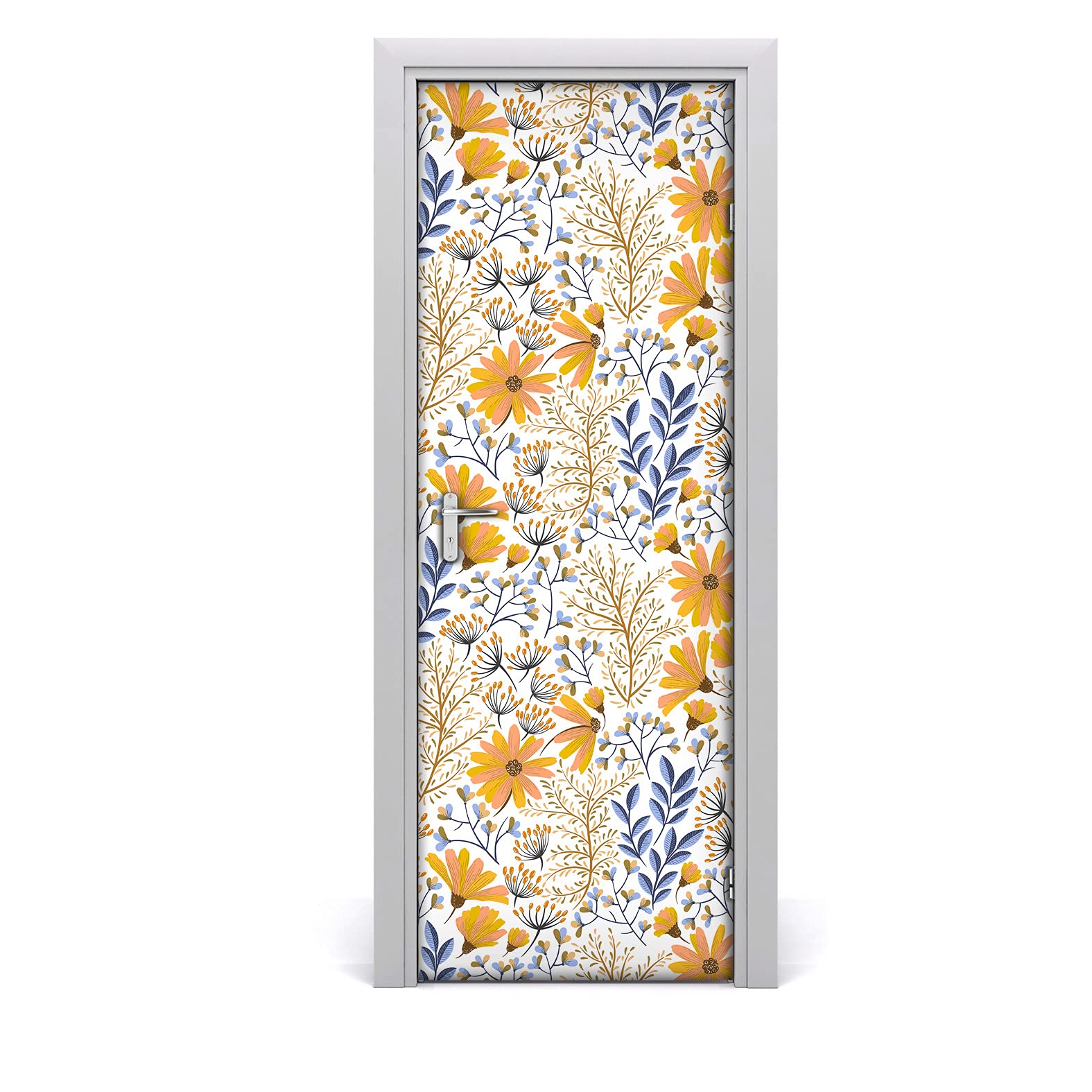 Papier peint sur la porte étiquette étanche décoration florale 85x200