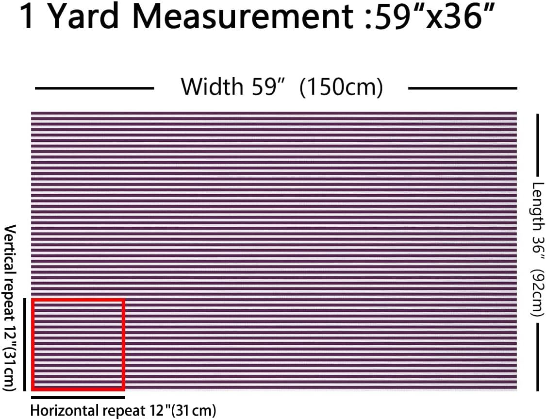 Purple White Striped Fabric By The Yard, Farmhouse Ticking Stripes Decorative Fabric, for Women Horizontal Stripes Geometric Lines Indoor Outdoor Fabric, 5 Yards