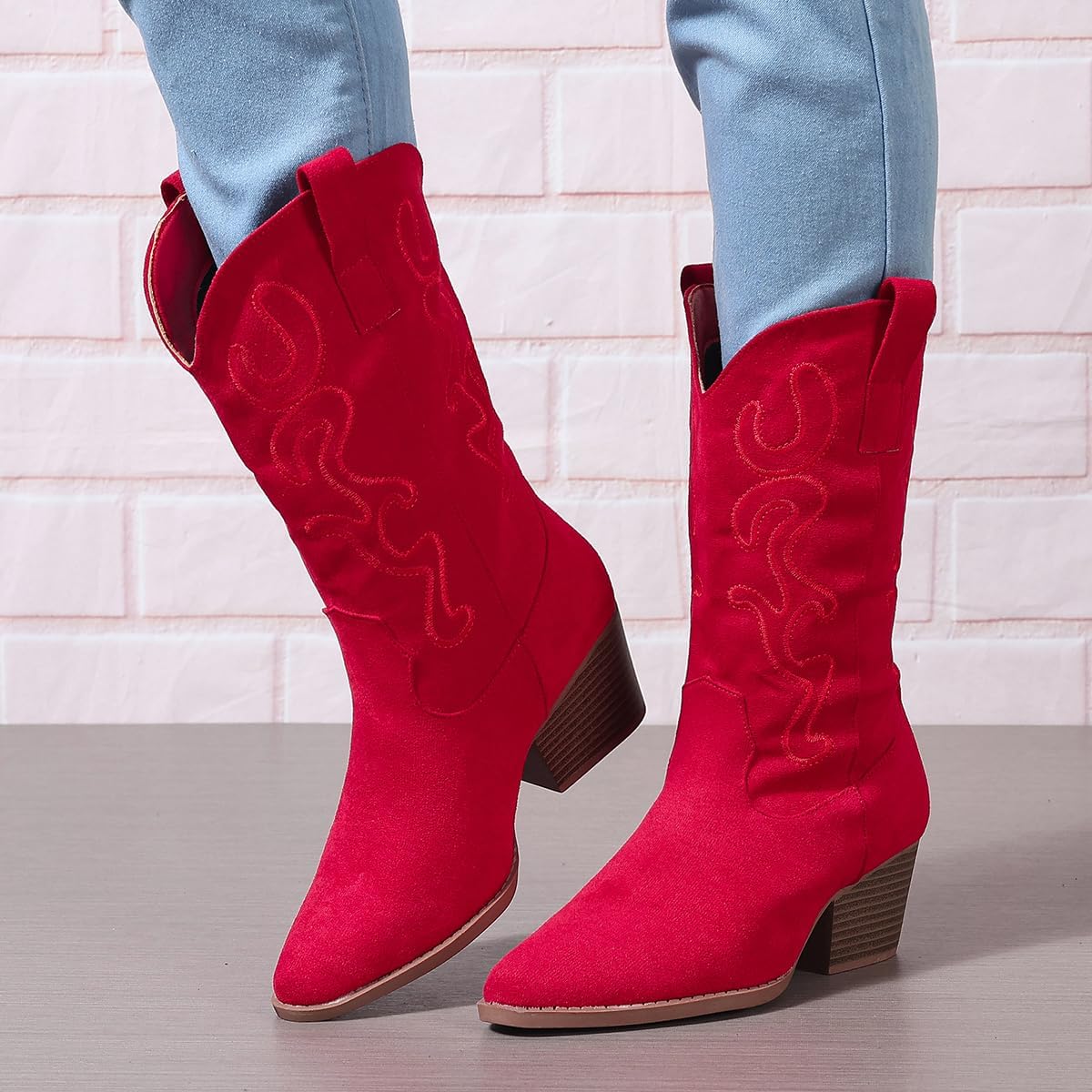 Bandkos Cowboy Boots for Women Cowgirl Mid Calf Western Embroidered... - Picture 21 of 70