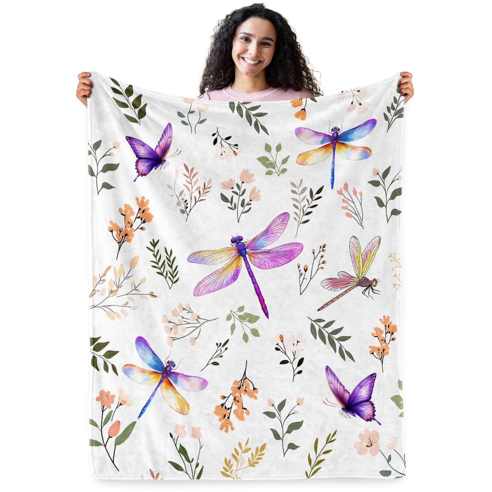 Dragonfly Blanket, Dragonfly Gifts for Kids, Soft Blanket for Boys Girls Room Decor, Cozy Throw Blankets Christmas Birthday Gifts for Toddlers Teens Couch Bed 60" X 50"