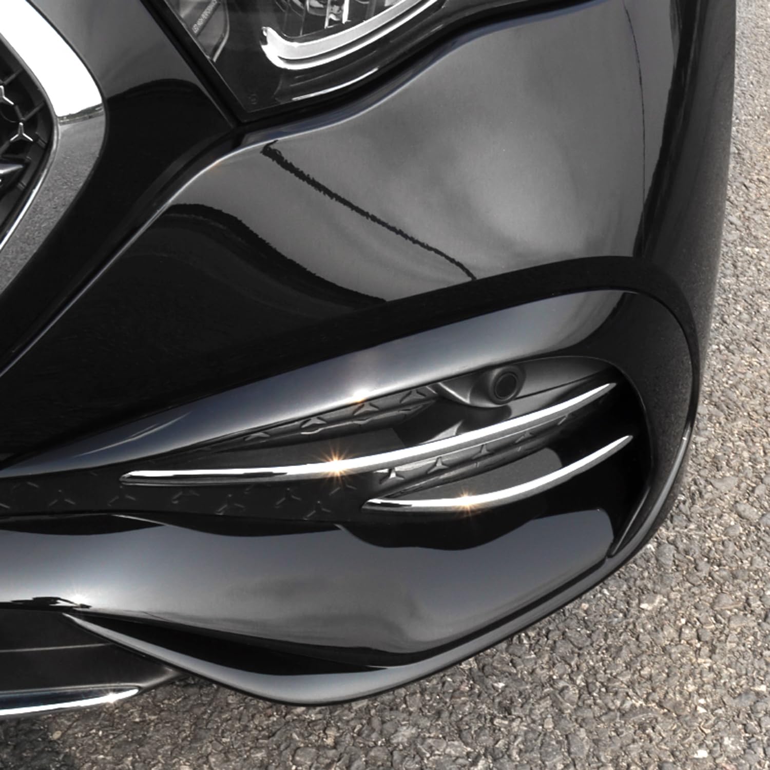 Modanatura per paraurti Classe E AMG Line W214 S214 2024 2025, 2 pezzi, in plastica ABS, solo per AMG Line (cromo lucido)