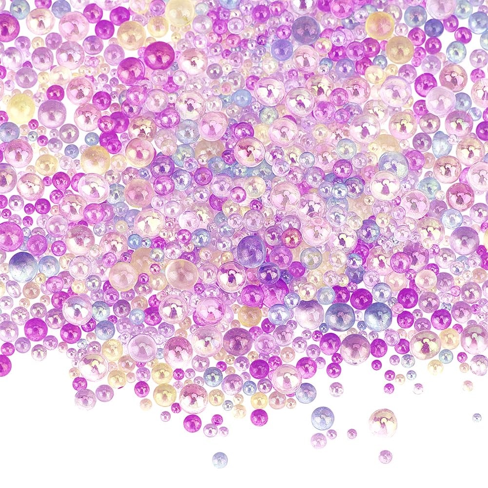 OLYCRAFT 210g 1~3mm Glass Bubble Beads No Hole Iridescent Beads...