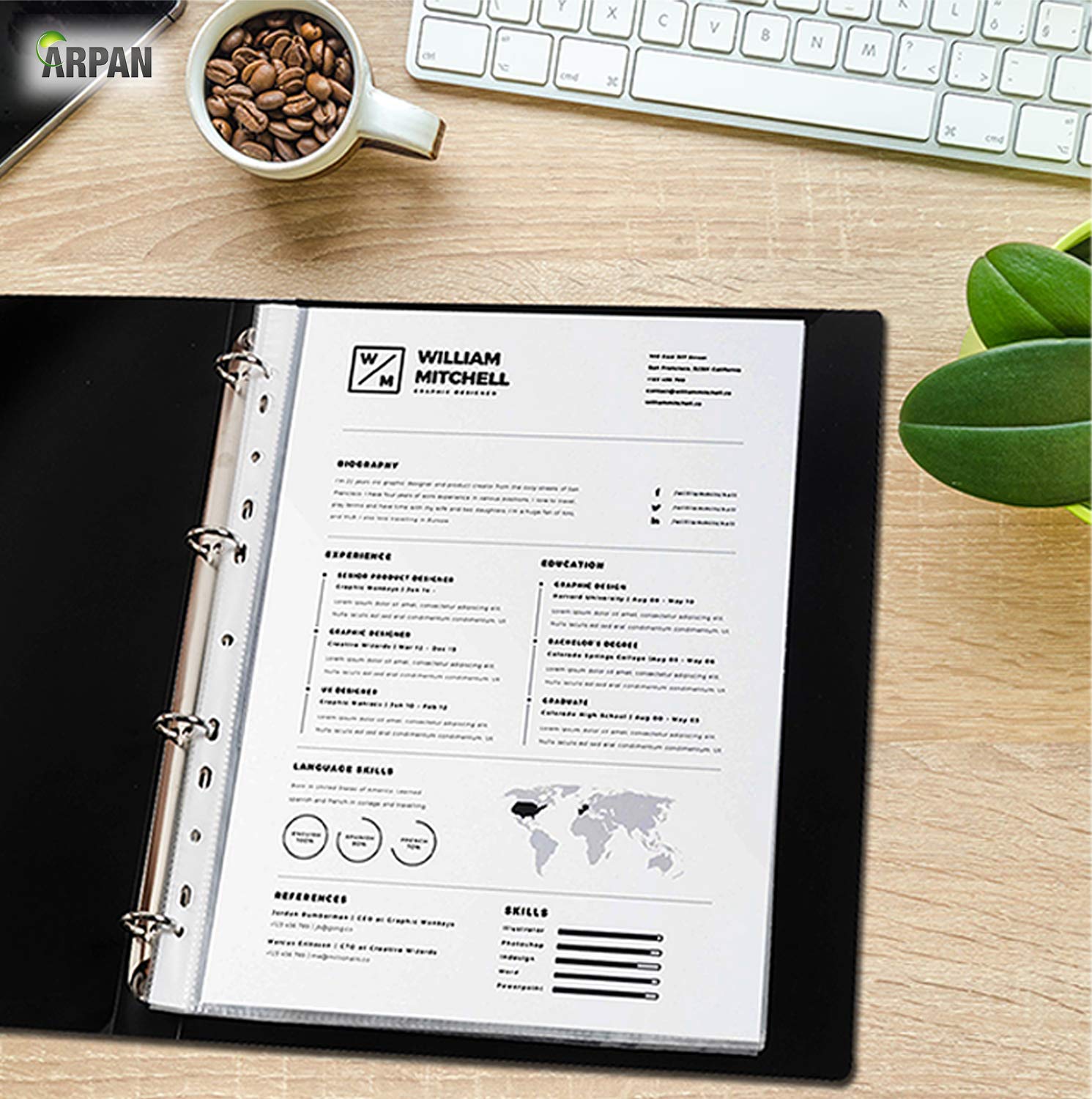 Punched Pocket A4 Strong 45 Micron Transparent Poly Wallets Glass Clear Sheet Protector By Arpan (A4-104 X 5 Pack