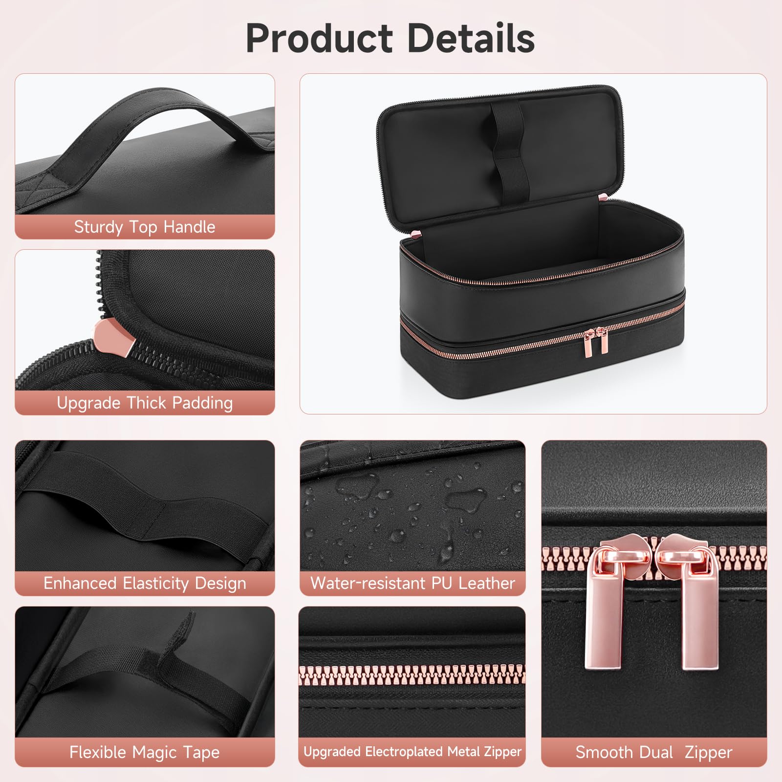Double-Layer Hair Dryer Travel Case and Hair Tool Storage Organizer