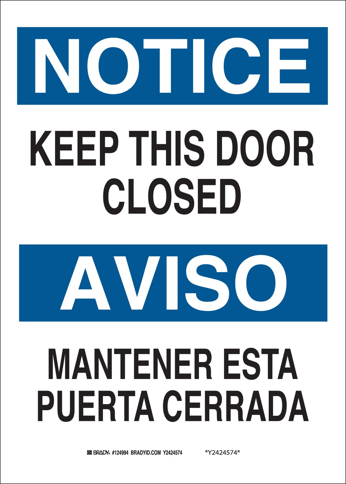 Panneau bilingue pour maintenir la porte fermée dans l'atelier
