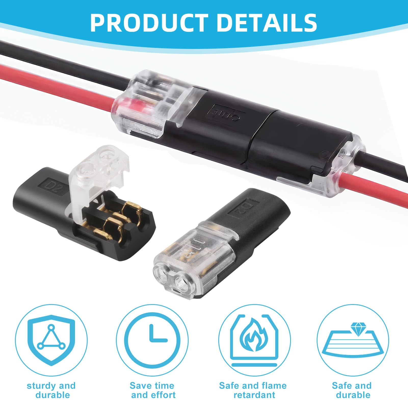 45 Piezas Conectores De Cable De Coche Impermeables 2 Pines 12 V Conectores De Conexión Rápida,Impermeables Y Resistentes Al Calor Para Cables 18-22 AWG Adecuado Para Coches,Camiones,Kayaks Y Barcos