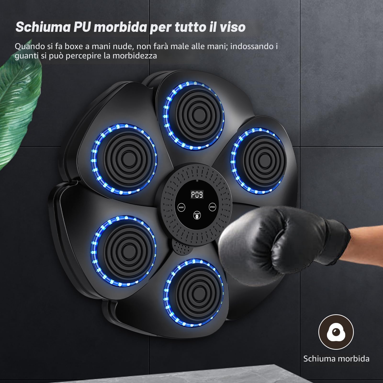 Macchina da boxe musicale, versione 2024 intelligente con Bluetooth e guanti da boxe, montabile a parete, 9 modalità di velocità e di conteggio, per adulti e bambini
