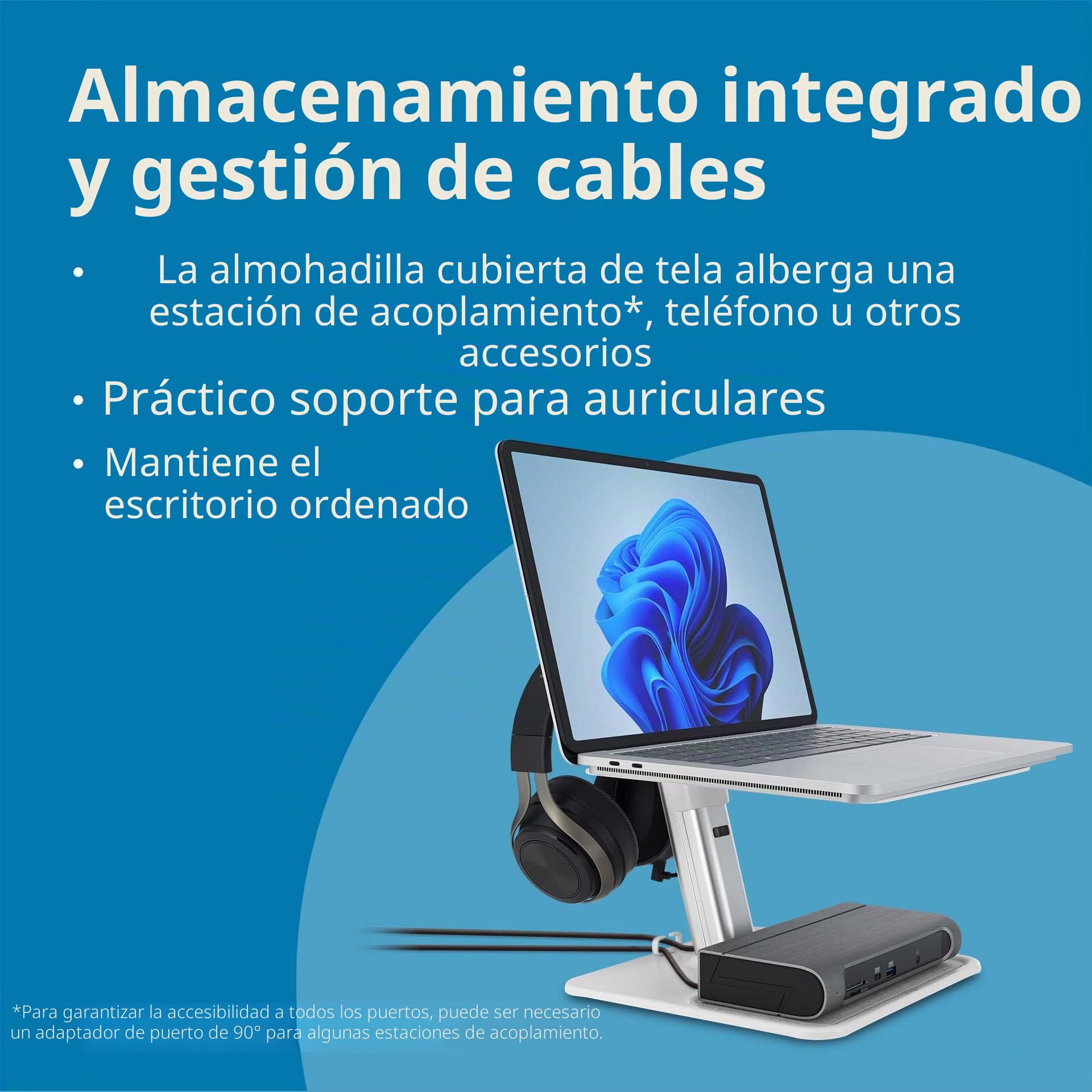 Kensington SmartView - Elevador de Ordenador portátil Organizador de Aluminio, Soporte ergonómico para Escritorio (K50825WW)