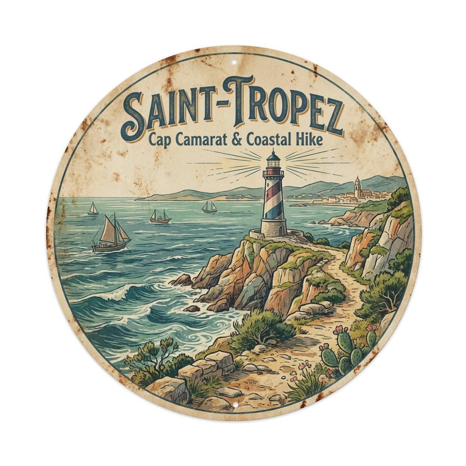 Cap Camarat Coastal Hike France Saint Tropez Travel Metal Tin Sign