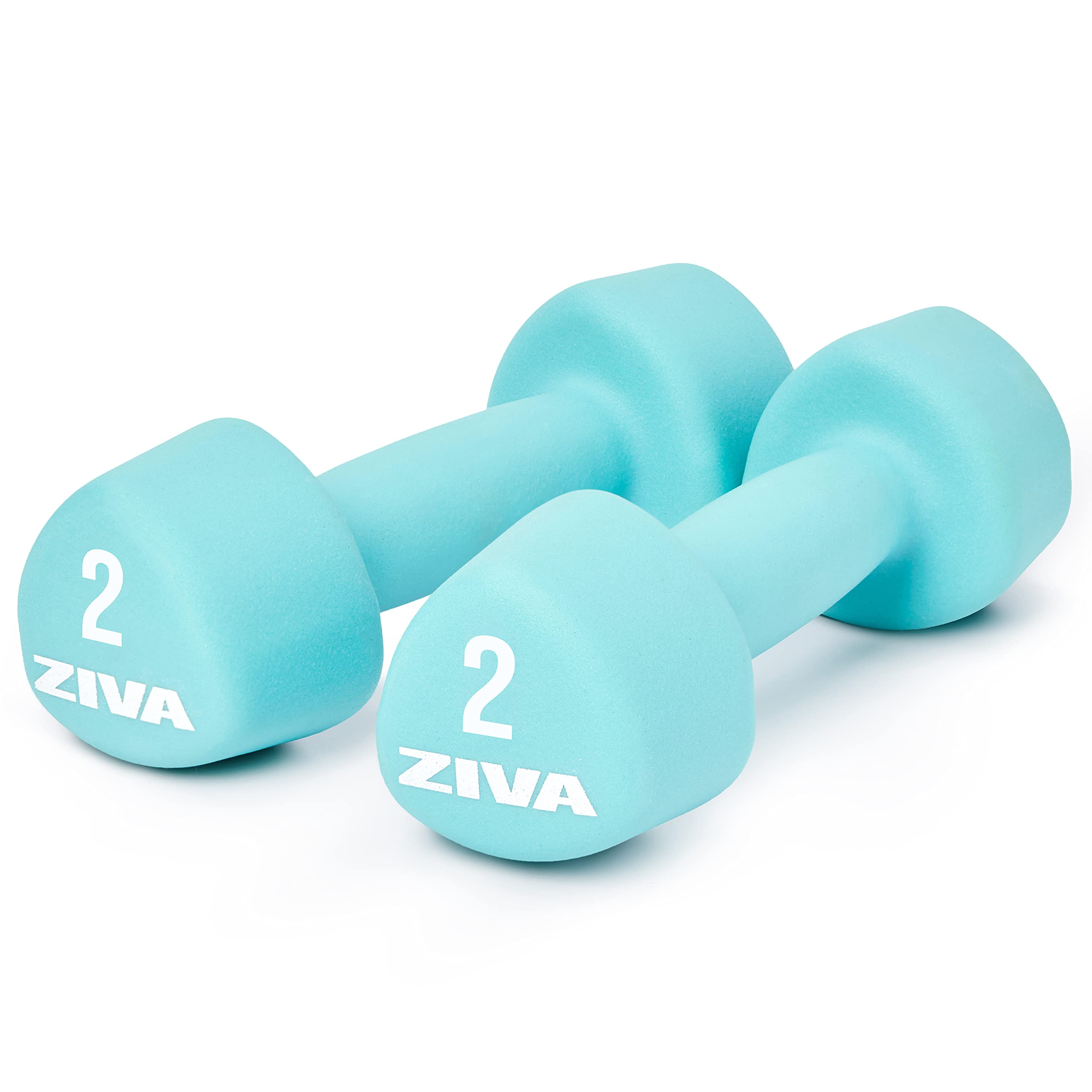 ZIVA Neoprene Tribell Dumbbell Pairs - Set of 2 Hand Weights Non-Slip Durable Rubber Finish No-Roll Design for