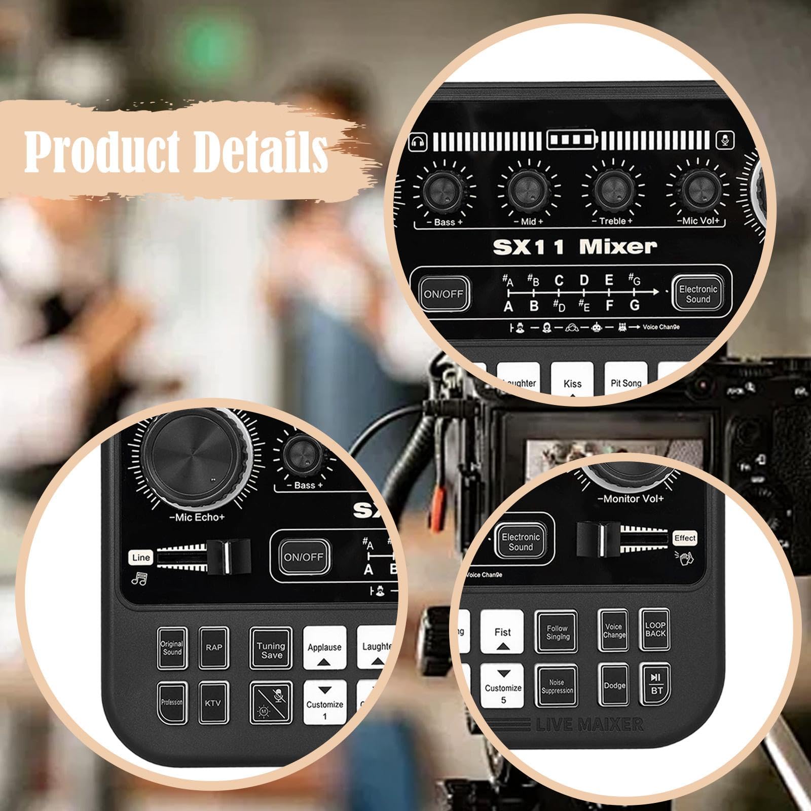 Scheda Audio Stereo Robusta con Effetti da cambiavoce Professionale per registrazioni domestiche, KTV, palco,