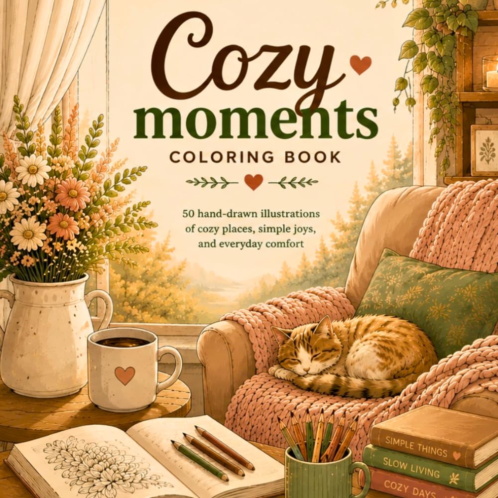 Cozy Moments Coloring Book: Relaxing & Cute Designs for Stress Relief