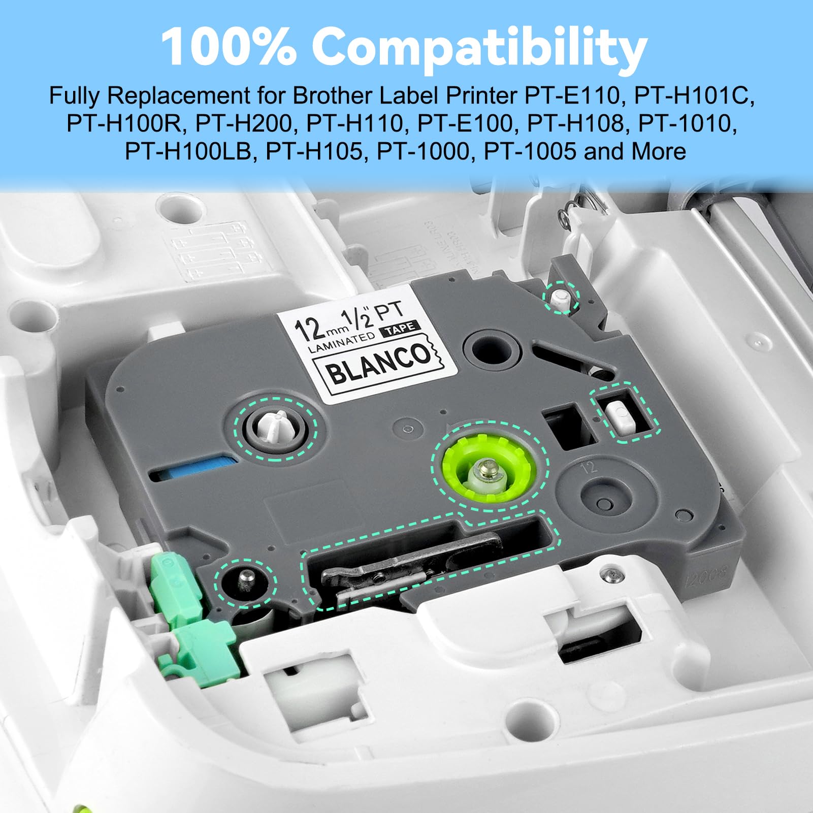 Home Colortly Tape Compatible with Brother Label Printer Tapes P Touch TZE-231 Laminated Tape Black on White 12mm - Image 2
