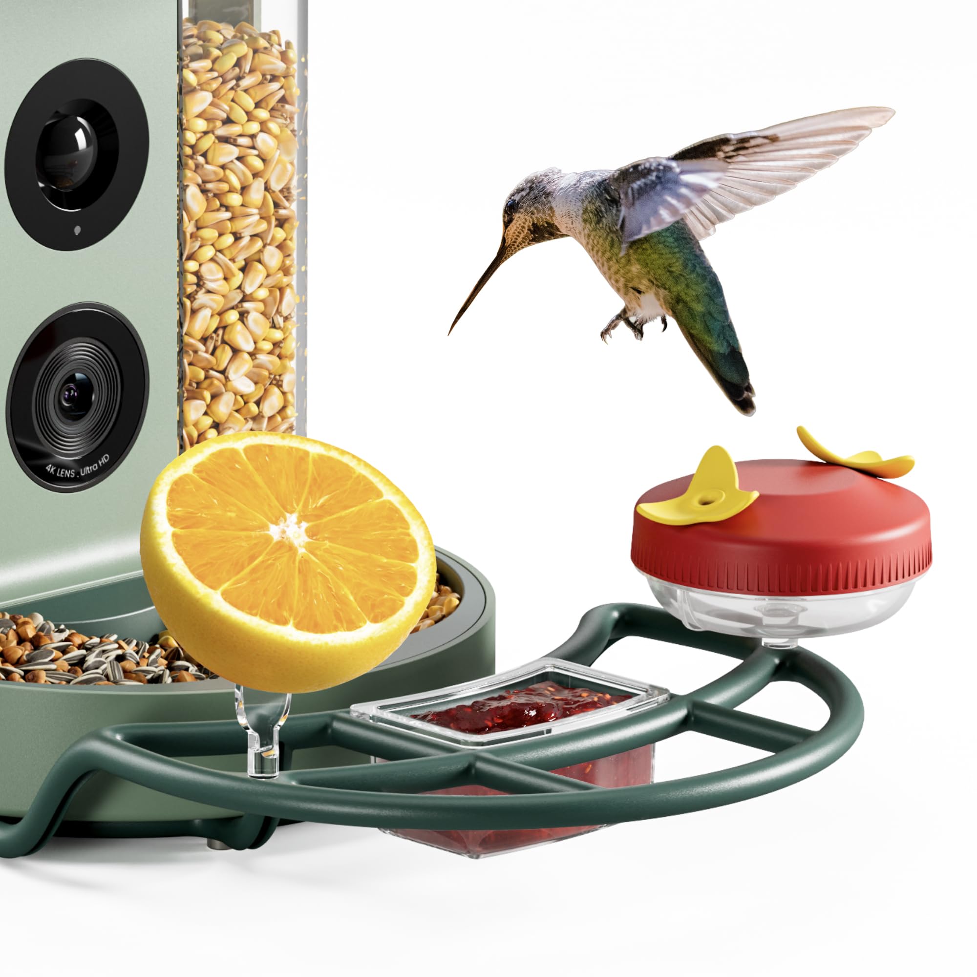 Kiwibit Beako - Kit completo de comedero para pájaros, incluye mini comedero de colibrí, 2 soportes para frutas, comedero de gelatina, compatible con Beako Smart Bird Feeder con cámara para atraer más