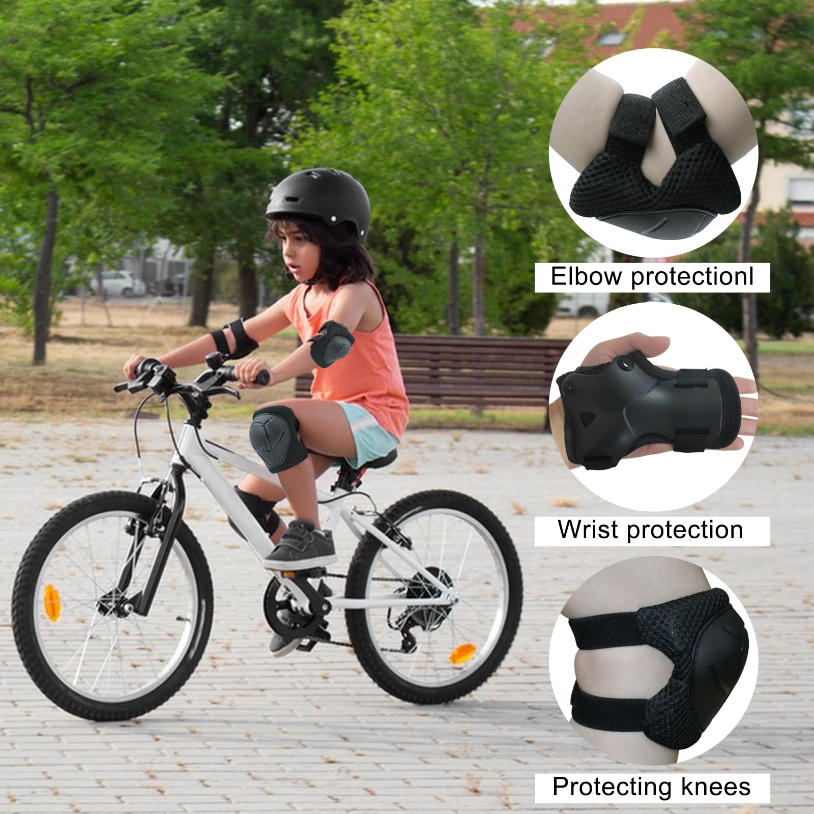 Protection Velo Enfant 3 ans Genouillères pour Enfants Ensemble de Protection Patins à Roulettes Coudières Protège-Poignets Noir