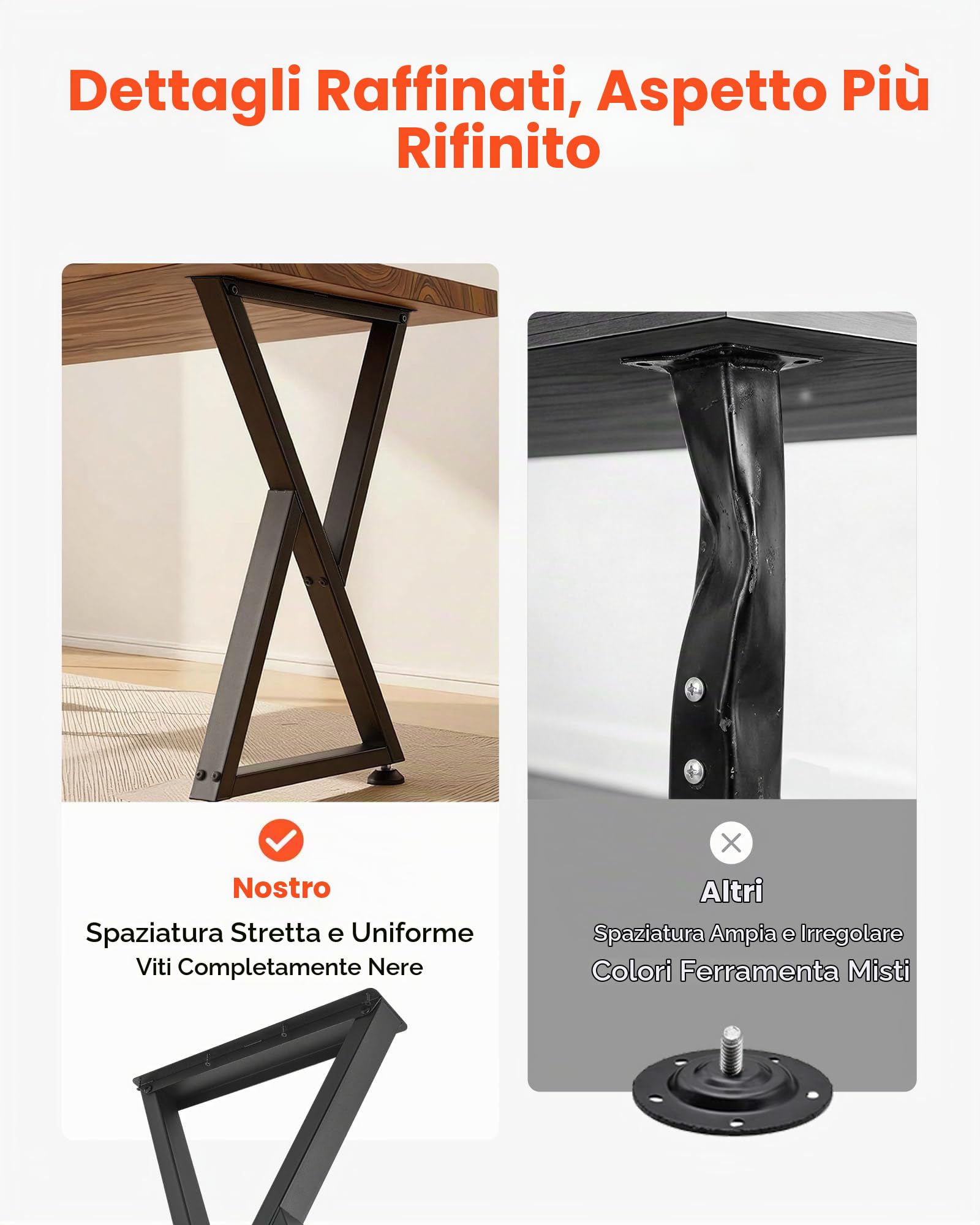 VEVOR Gambe per Tavolo in Acciaio, Gambe per Scrivania Smontabili, Design Modulare, Struttura a Z, Montaggio Semplice, Carico Max.1000 kg, per Tavoli da Caffè e da Bar, 74 x 47,2 cm, 2 Pezzi, Nero