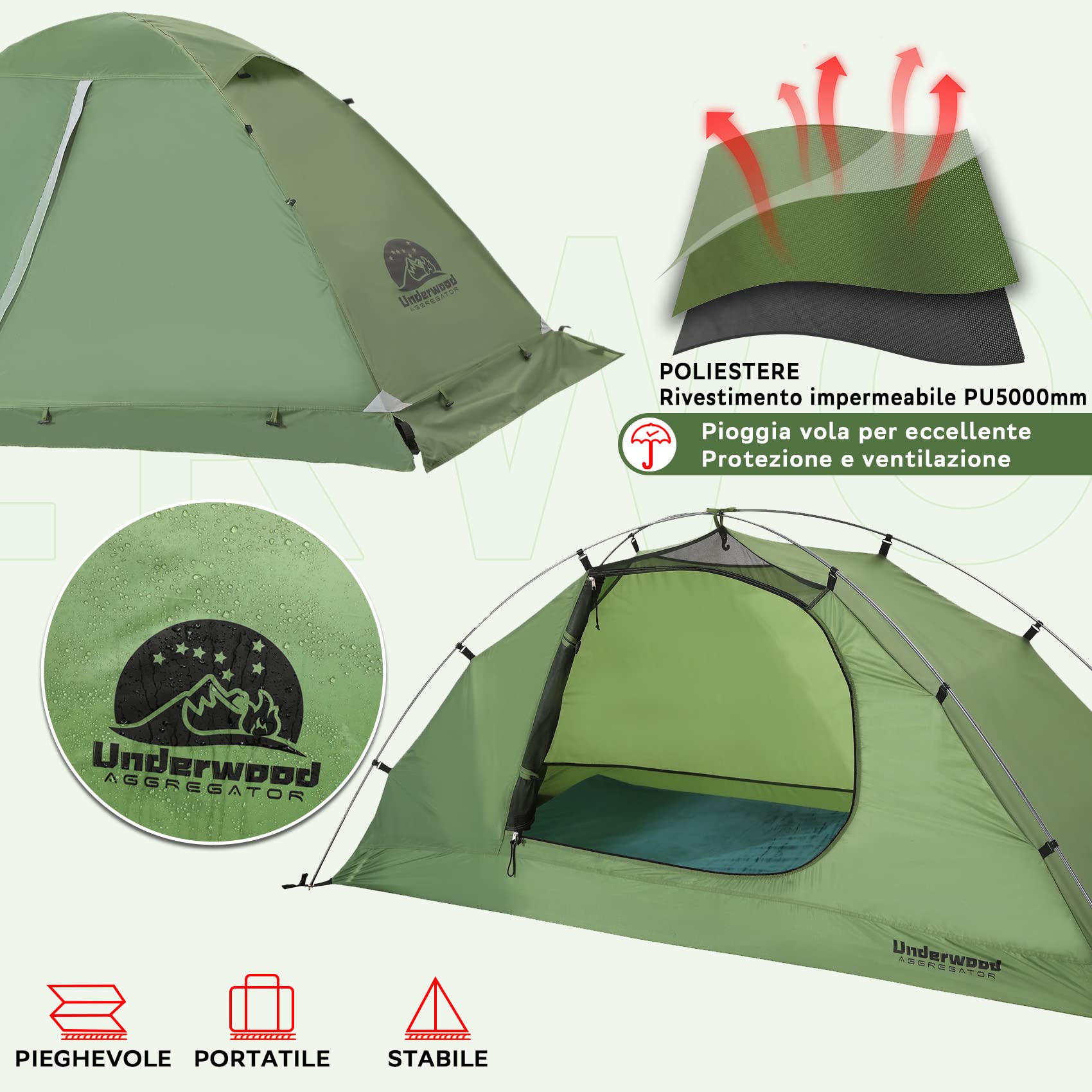 Tenda da Campeggio per 1 Persona - Tenda Impermeabile per 4 Stagioni, Tenda Ultraleggera per 1 Posti per l'inverno, Tenda per l'esterno, l'escursionismo, Il Trekking