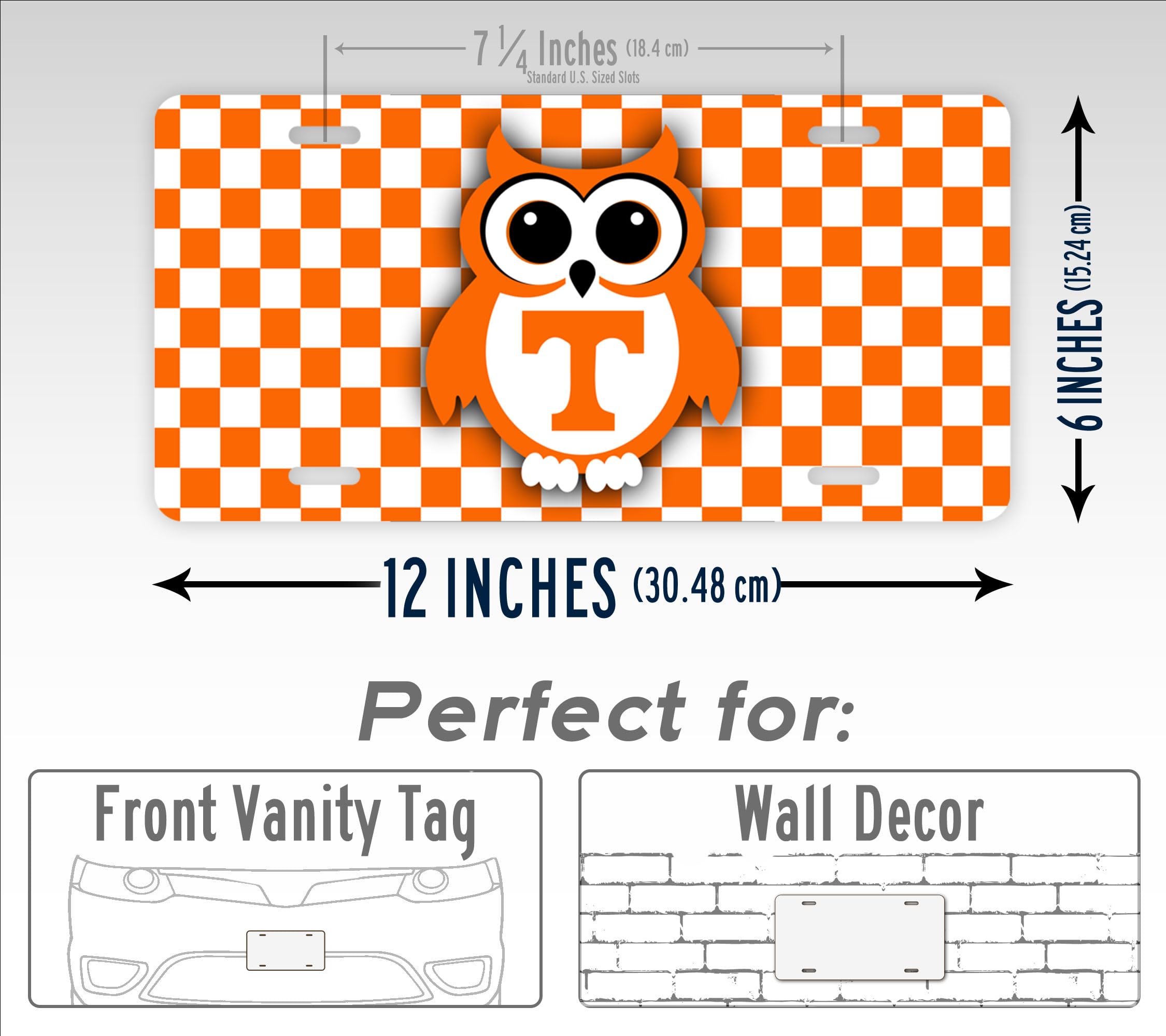 SignsAndTagsOnline Tennessee Volunteer Checkerboard Owl License Plate TN Orange Vols Auto Tag