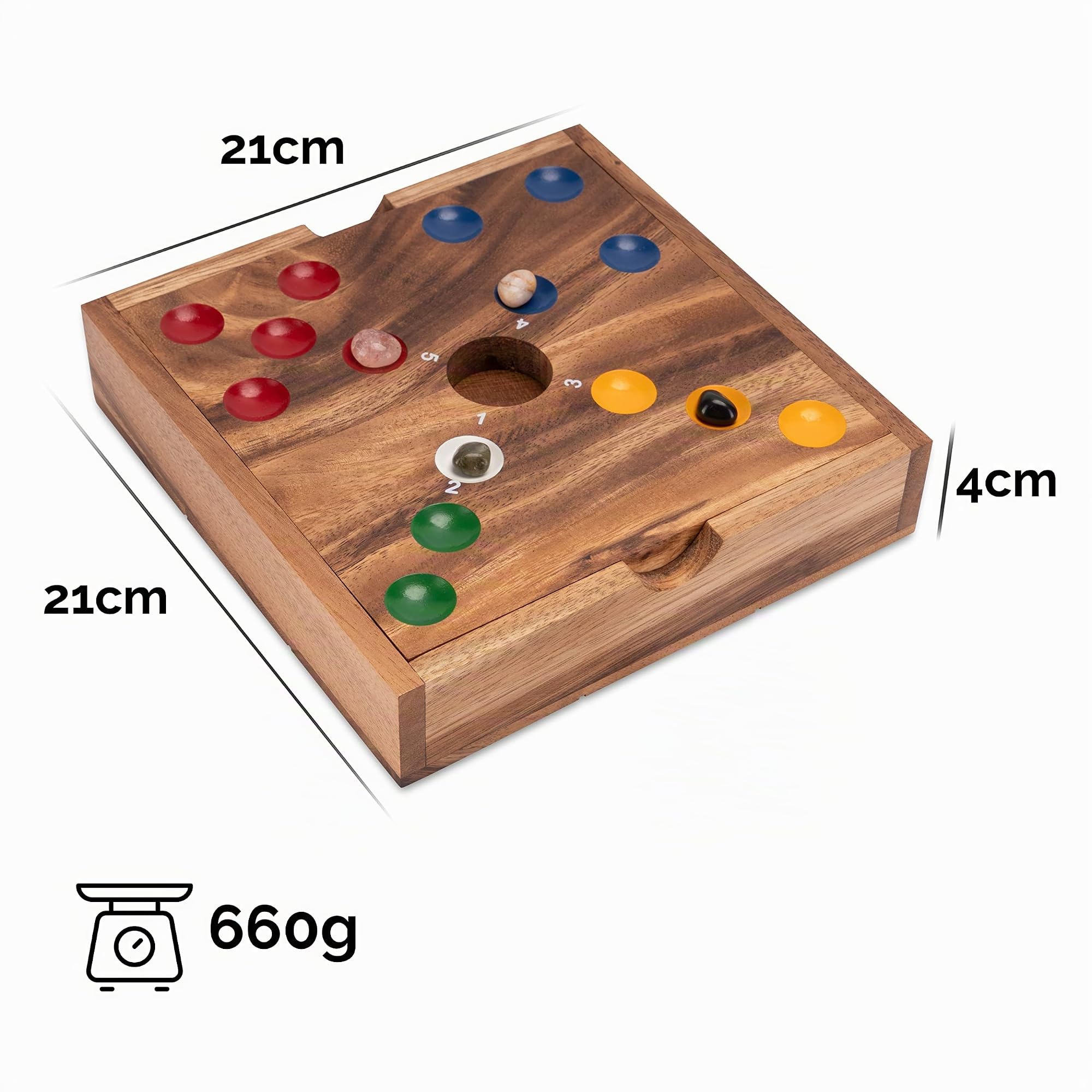 LOGOPLAY Big Hole - Juego de Dados - Juego de Mesa - Juego de Mesa de Madera con Piedras Preciosas Multicolor